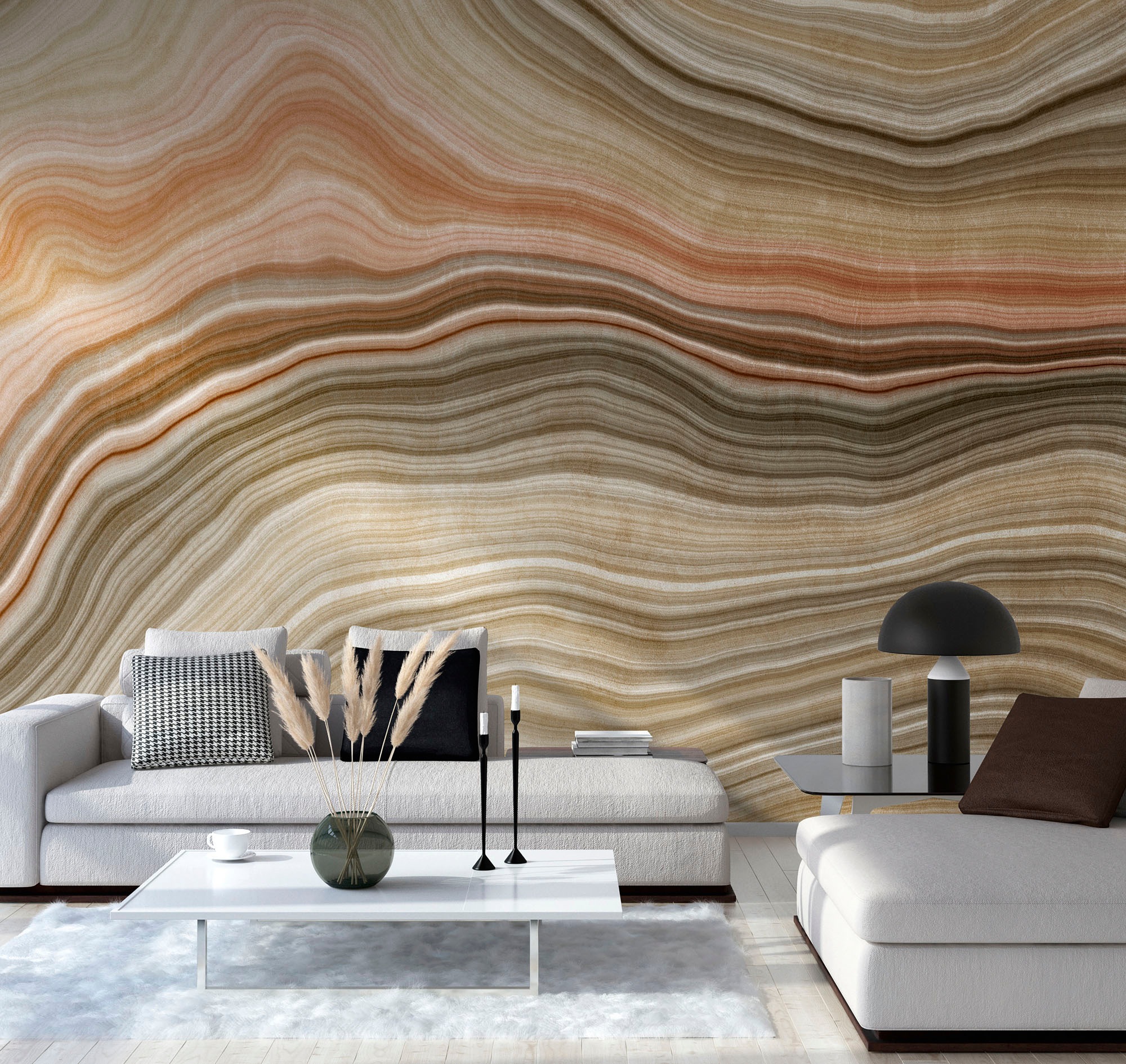 living walls Fototapete »The Fototapete Orange Tapete Grün Beige Modern Wall«, | kaufen BAUR Steinoptik-Motiv-gemustert, Marmor