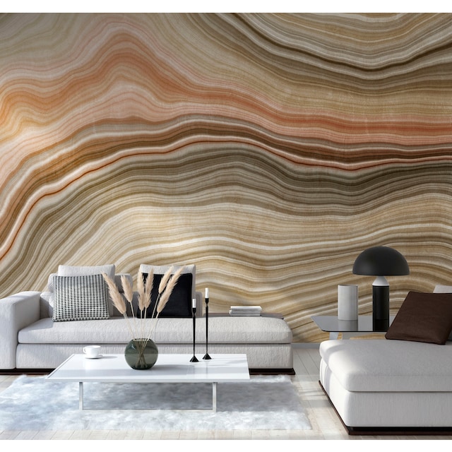 living walls Fototapete »The Wall«, Steinoptik-Motiv-gemustert, Fototapete  Modern Tapete Marmor Beige Orange Grün kaufen | BAUR