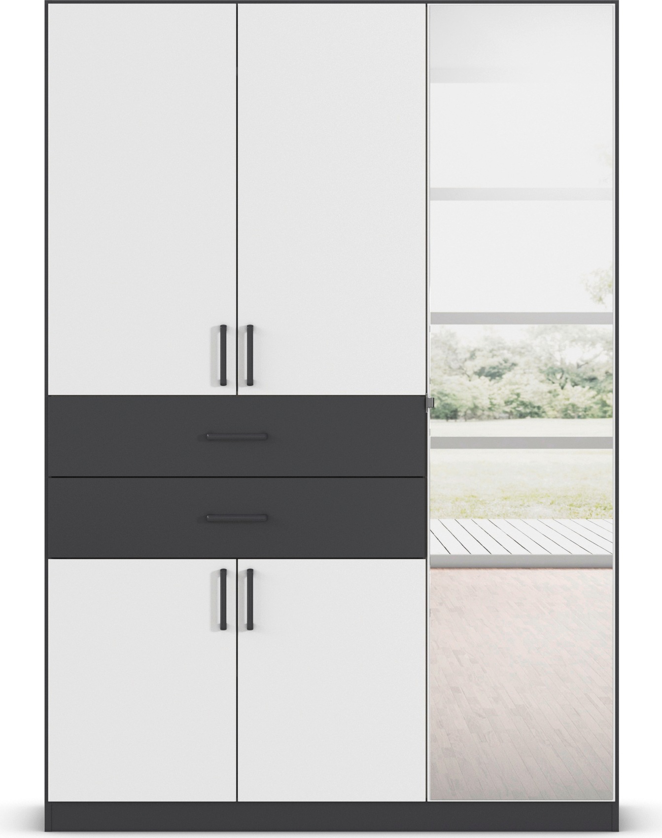 Thumbnail - rauch Drehtürenschrank "Maika" mit Spiegel, 2 Schubladen, in verschiedenen Breiten, Höhen und Farben