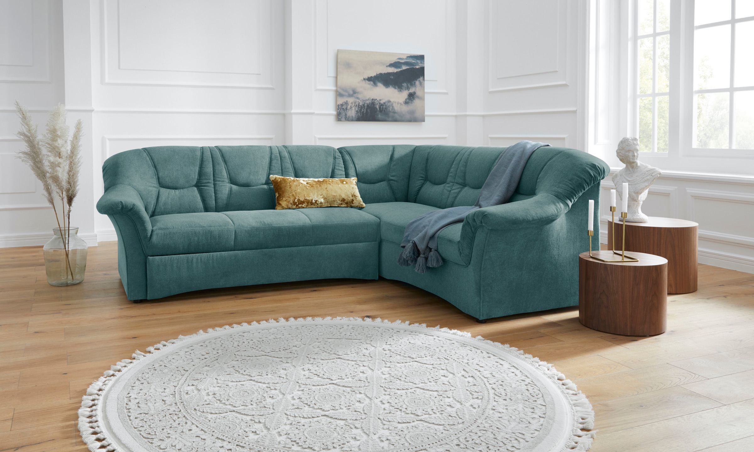 DOMO collection 1100000002199 "SARAFINA 240x190 cm, auch mit Federkern für mehr Sitzkomfort" whlw. mit Bettfunktion, elegantes Design, L-Form