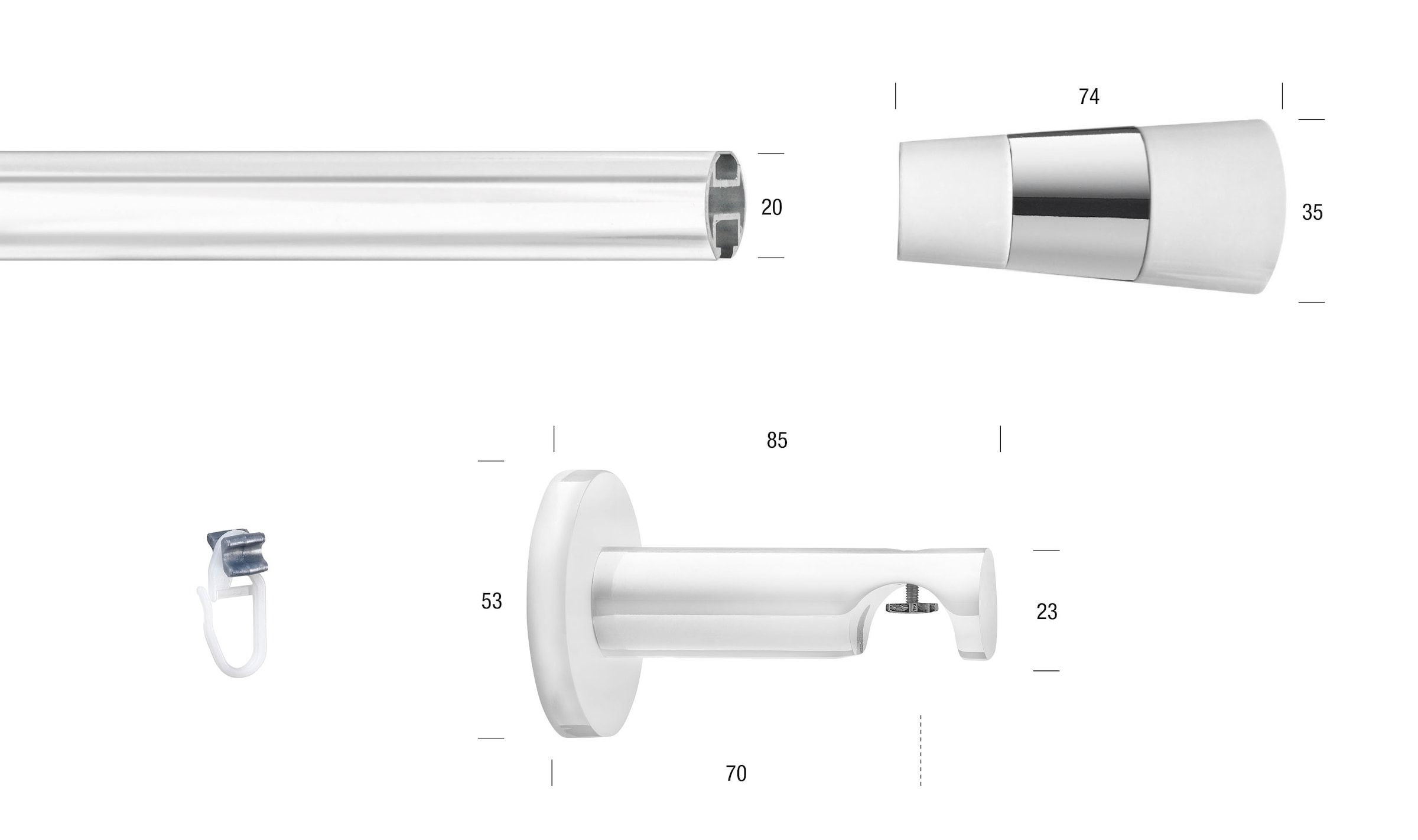 GARESA Gardinenstange "WHITE" Ø 20 mm 1 läufig-läufig Wunschmaßlänge Vorhan günstig online kaufen