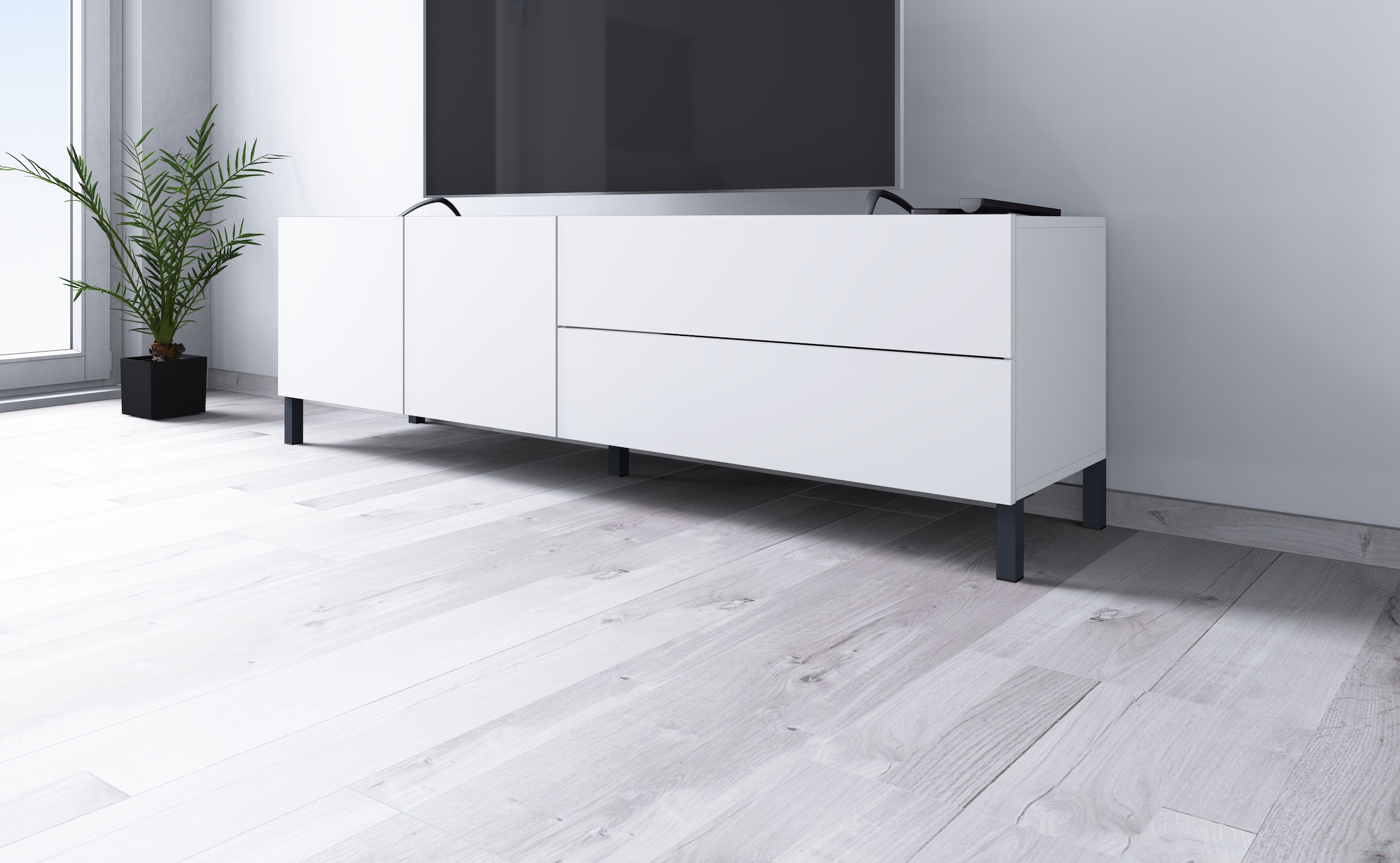 borchardt Möbel Lowboard, Metallfüße, grifflose Optik