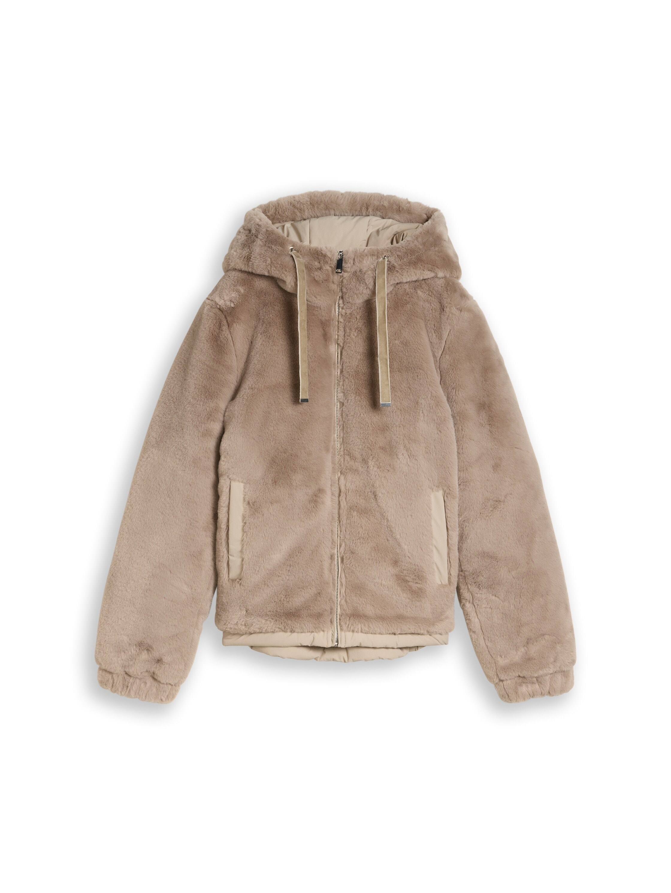 TOM TAILOR Wendejacke »Regular« mit Kapuze beidseitig tragbar / Fleece mit Kapuze / Winterjacke
