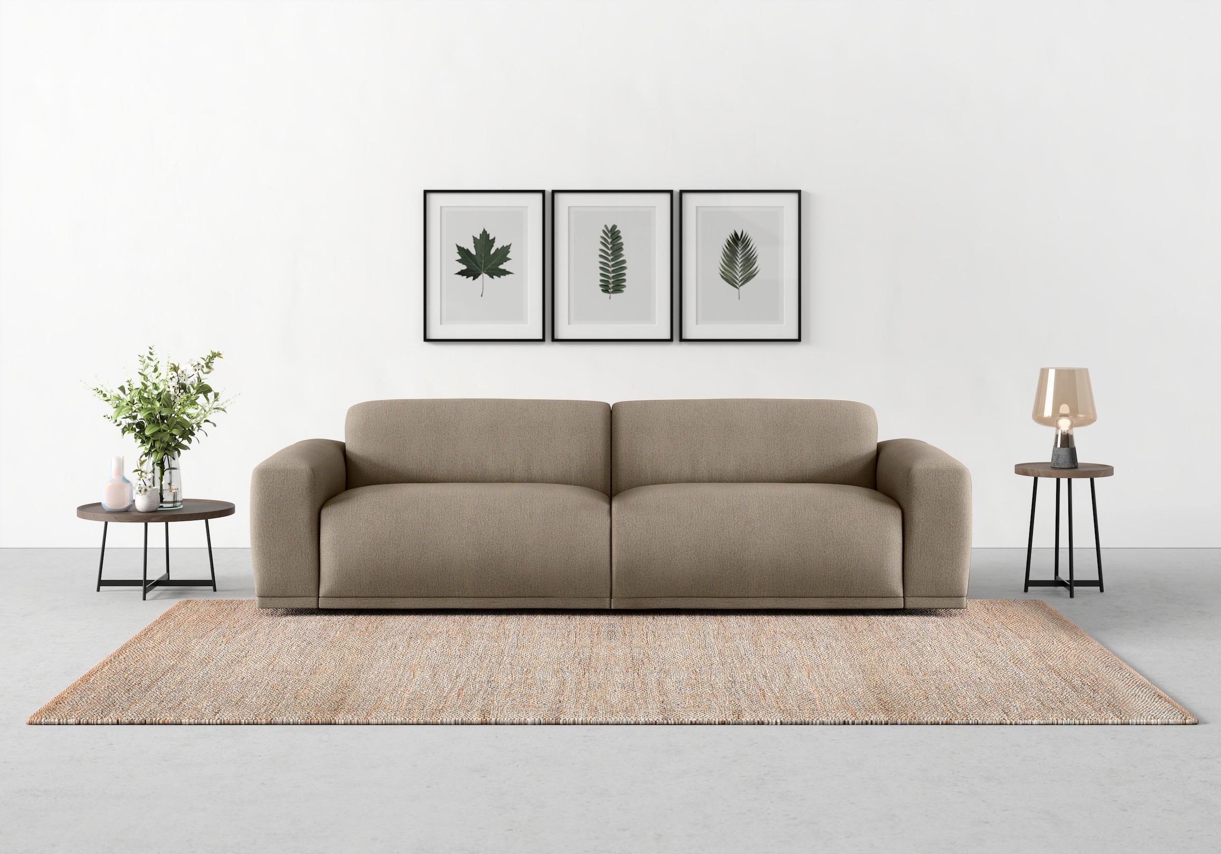 TRENDMANUFAKTUR Big-Sofa "Braga Japandi-Design, mit hochwertigem Kaltschaum, Megasofa, in Cord" modernes Big-Sofa, Couch mit hohem Sitzkomfort, 254/72/107 cm (B/H/T)