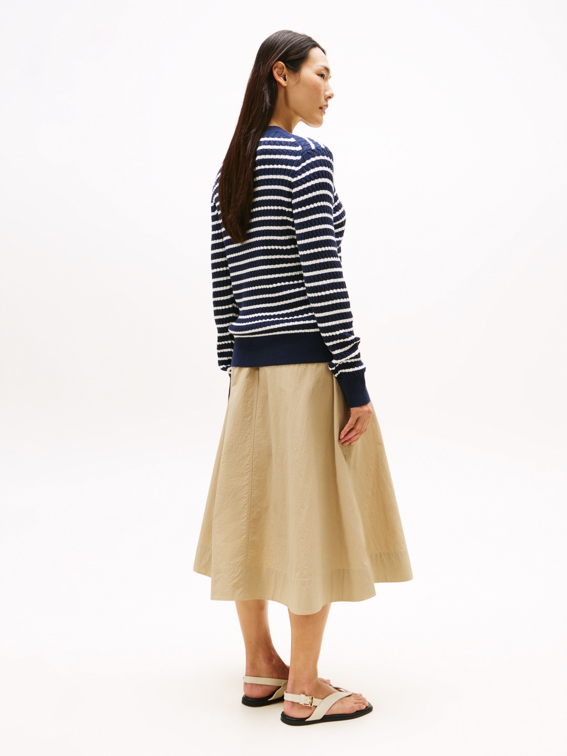 Tommy Hilfiger Rundhalspullover »CO CABLE C-NK LS SWEATER«, mit Zopfmuster