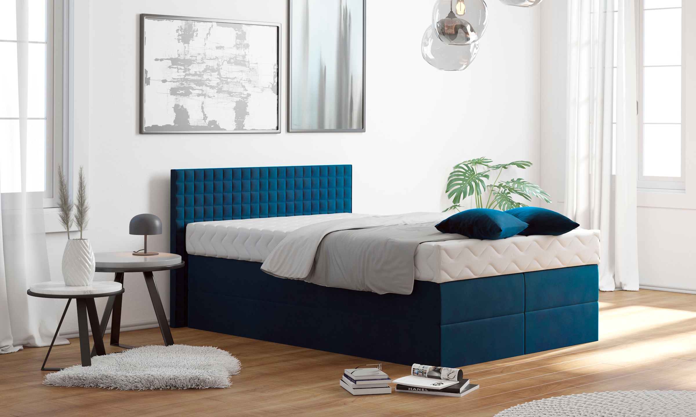 Westfalia Schlafkomfort Boxspring Bed Royal Blue 155x210cm