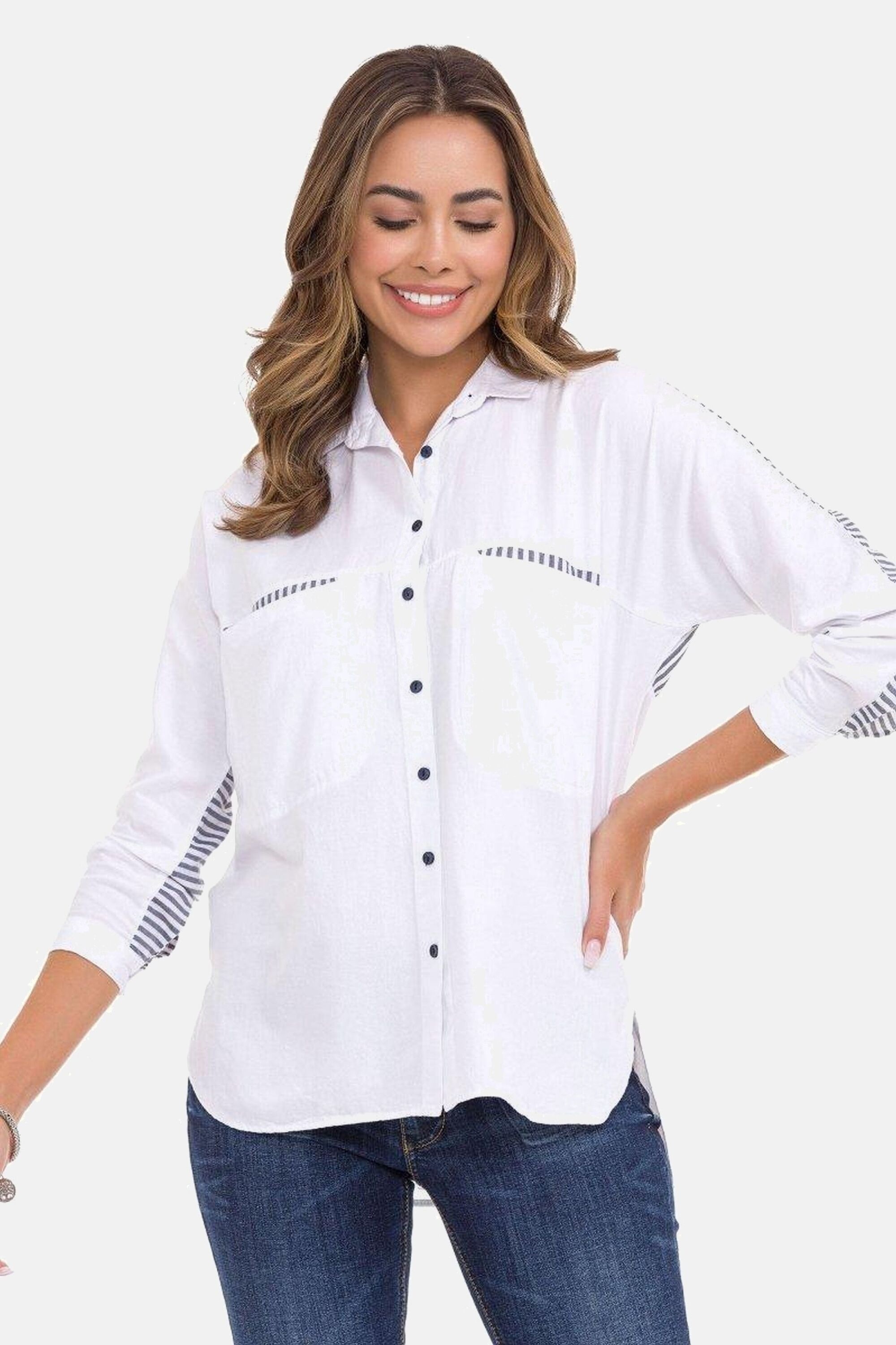 Thumbnail - Cipo & Baxx Hemdbluse "Hemdbluse" 1 Stk. mit gestreiften Details, WH133