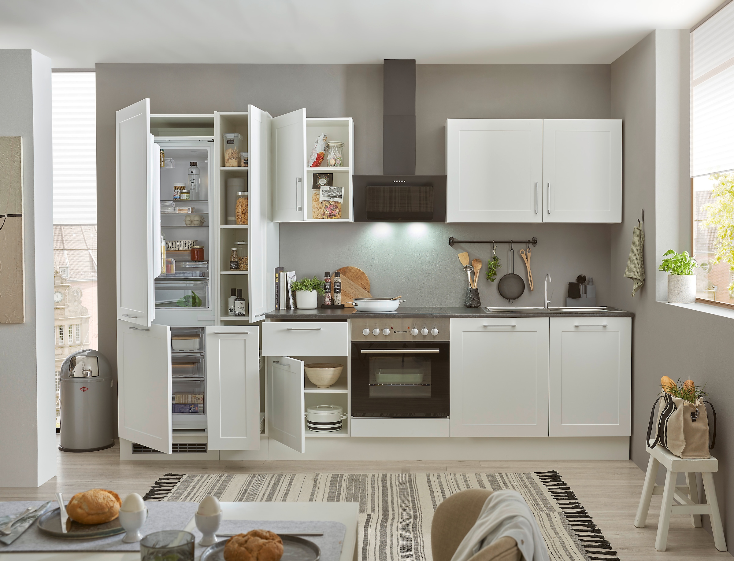 BASIC by Balculina Küchenzeile »Marsi«, Breite 310 cm, wahlweise mit E-Geräten, mit Soft-Close-Funktion