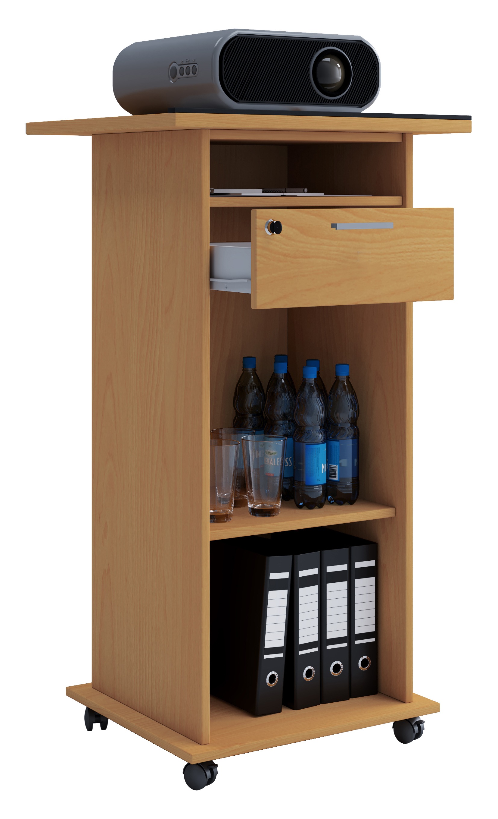 Wohnzimmertisch VCMbuche, Sideboards, "Tisch Möbel Wagen Beamer Projektor Rollen Neta"