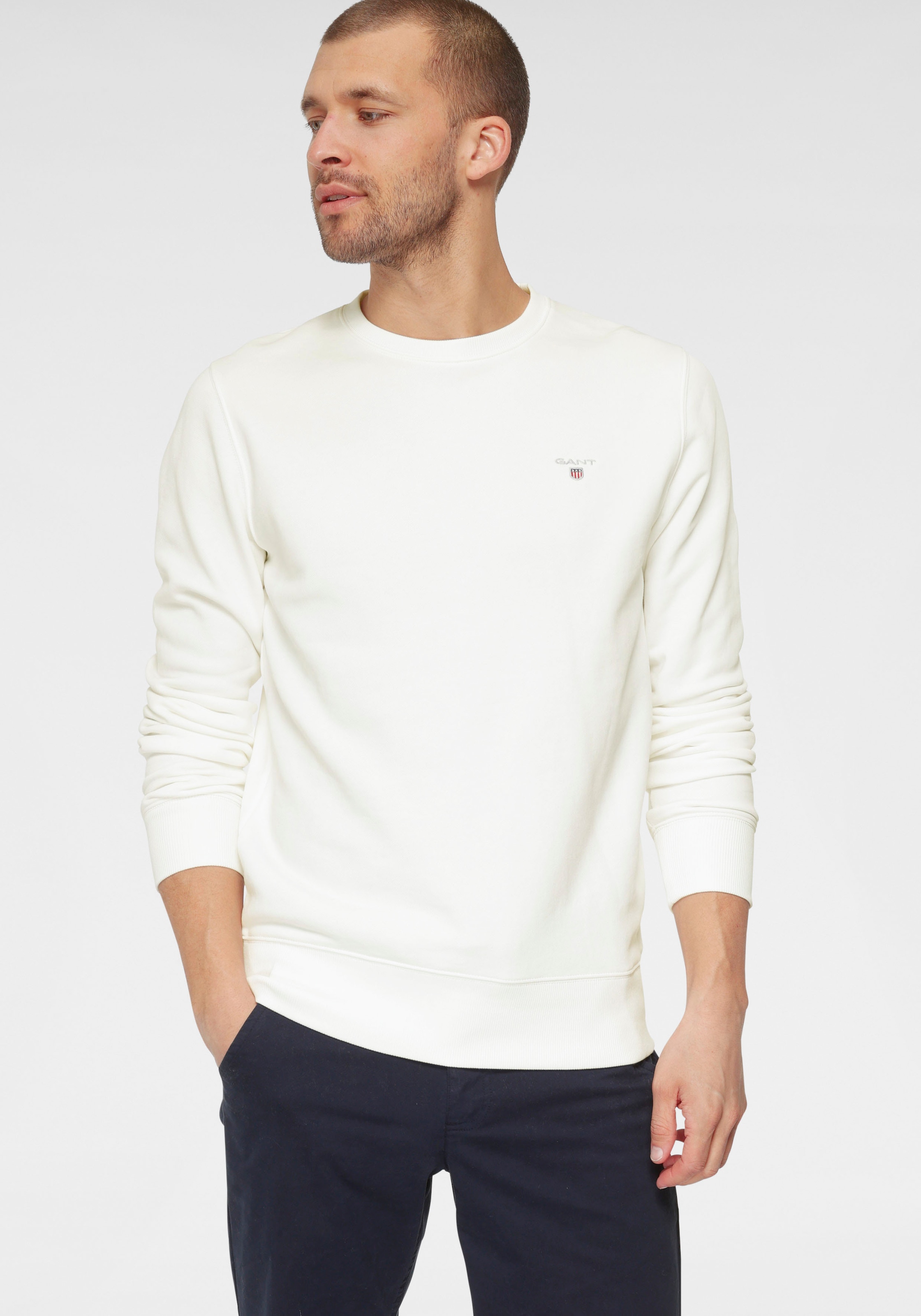 Gant Sweatshirt »ORIGINAL C-NECK SWEAT«, mit Rippbündchen an Saum und Ärmel