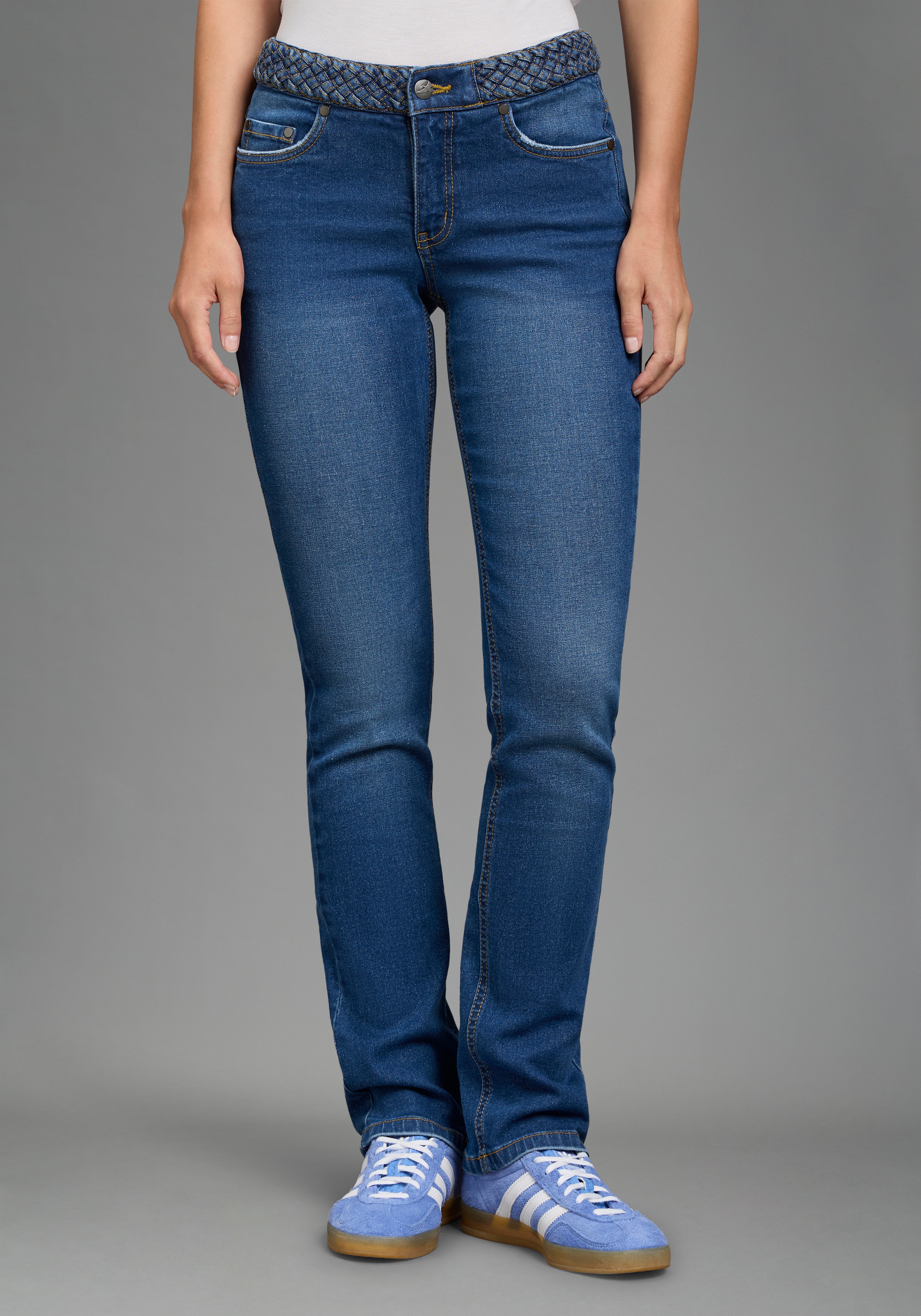 Arizona Gerade Jeans "mit Jeansgürteloptik" Straight-Fit, gerader Beinverlauf, normale Leibhöhe