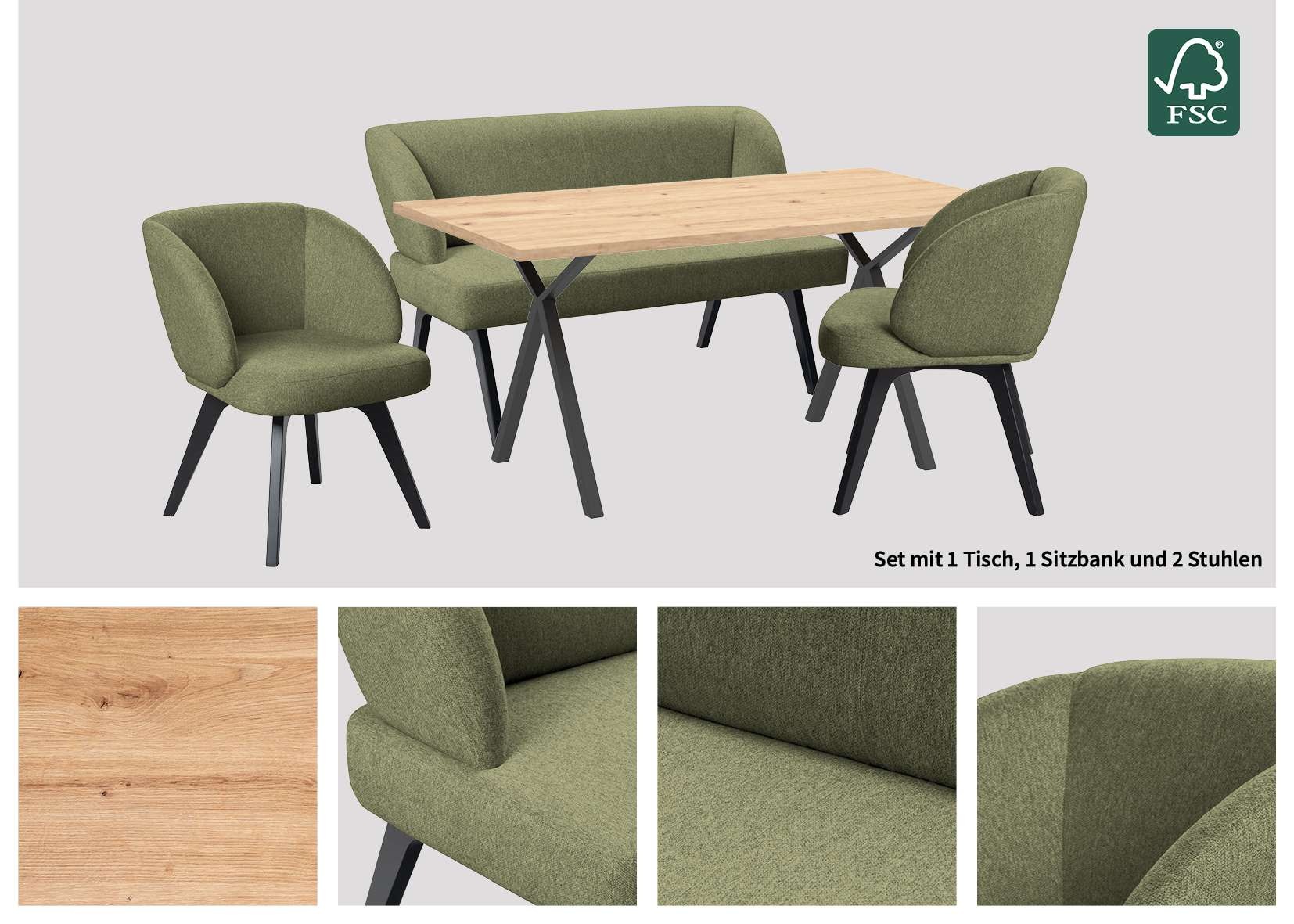 OTTO home Essgruppe "Aretha Esstischbank, Sitzgruppe, Küchenbank, Polsterba günstig online kaufen