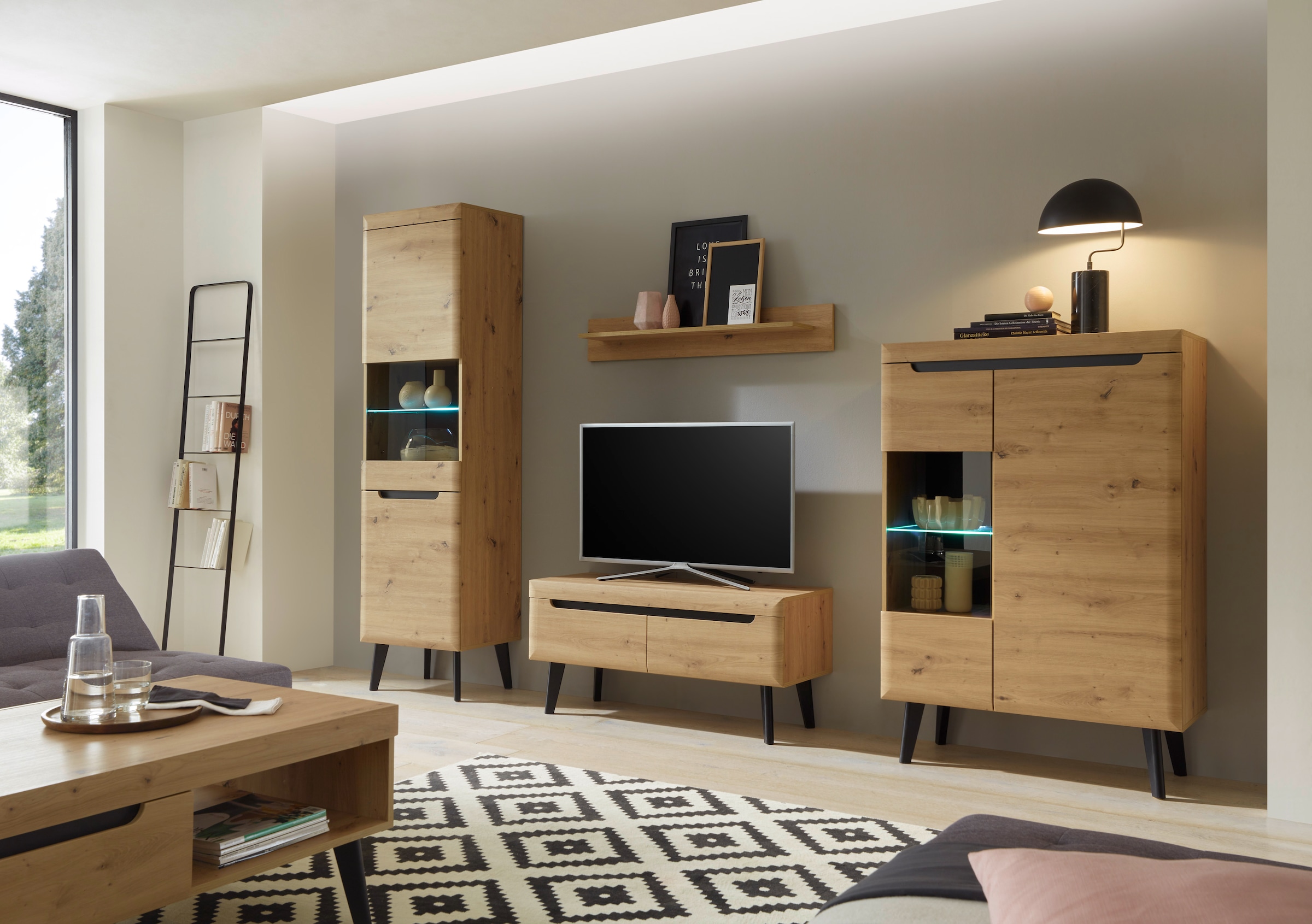 INOSIGN Wohnwand »Torge, Anbauwand, Schrankwand, Mediawand, Wohnzimmer-Set«, (Set, 4 St.), Lowboard: (B/T/H): 107/ 40/ 50 cm
