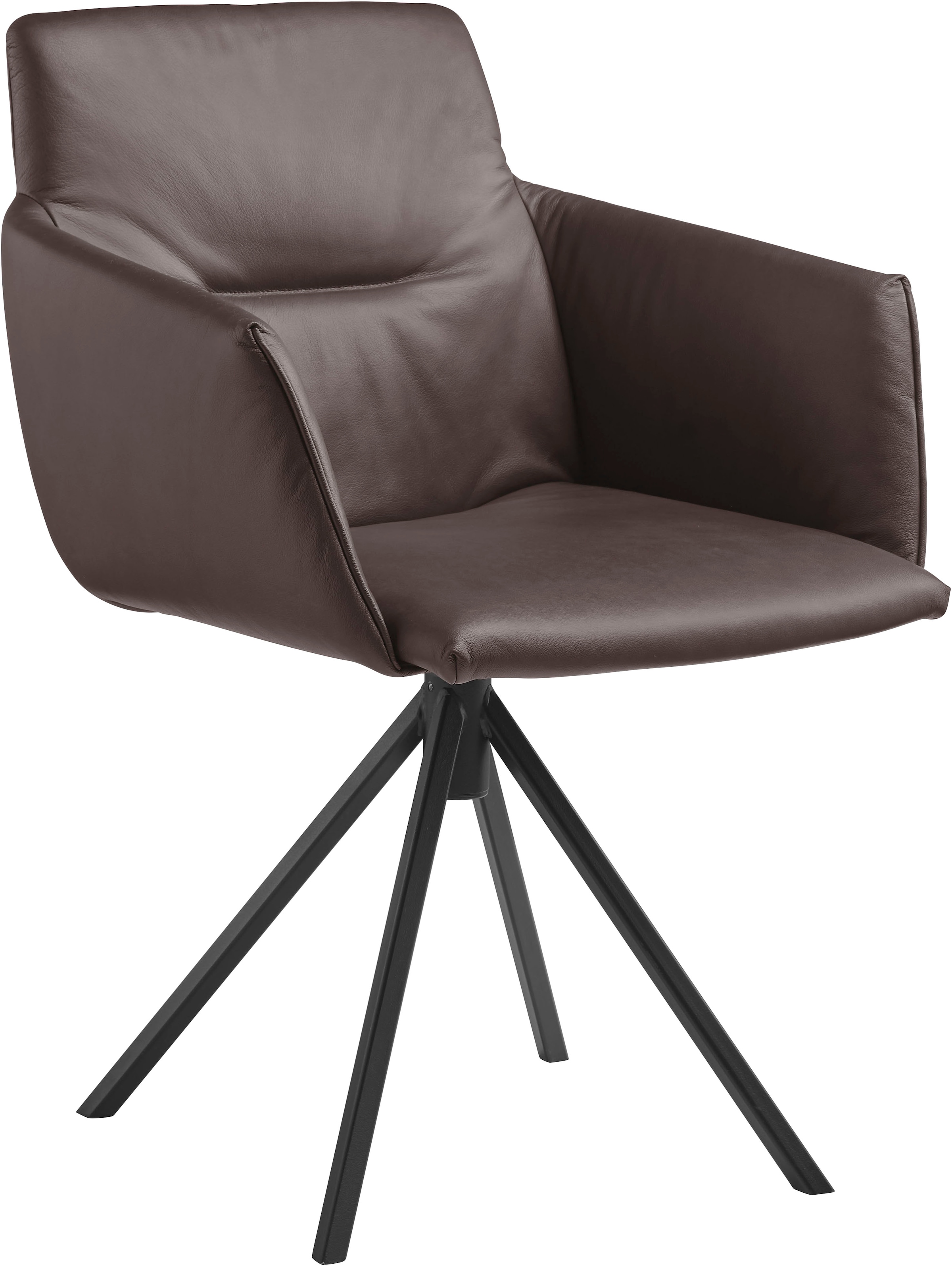 Polsterstuhl MUSTERRING, braun, Esszimmer, Stühle, "JustB SP500", mit Armlehne, wahlweise mit Drehfunktion, Stativgestell in schwarz