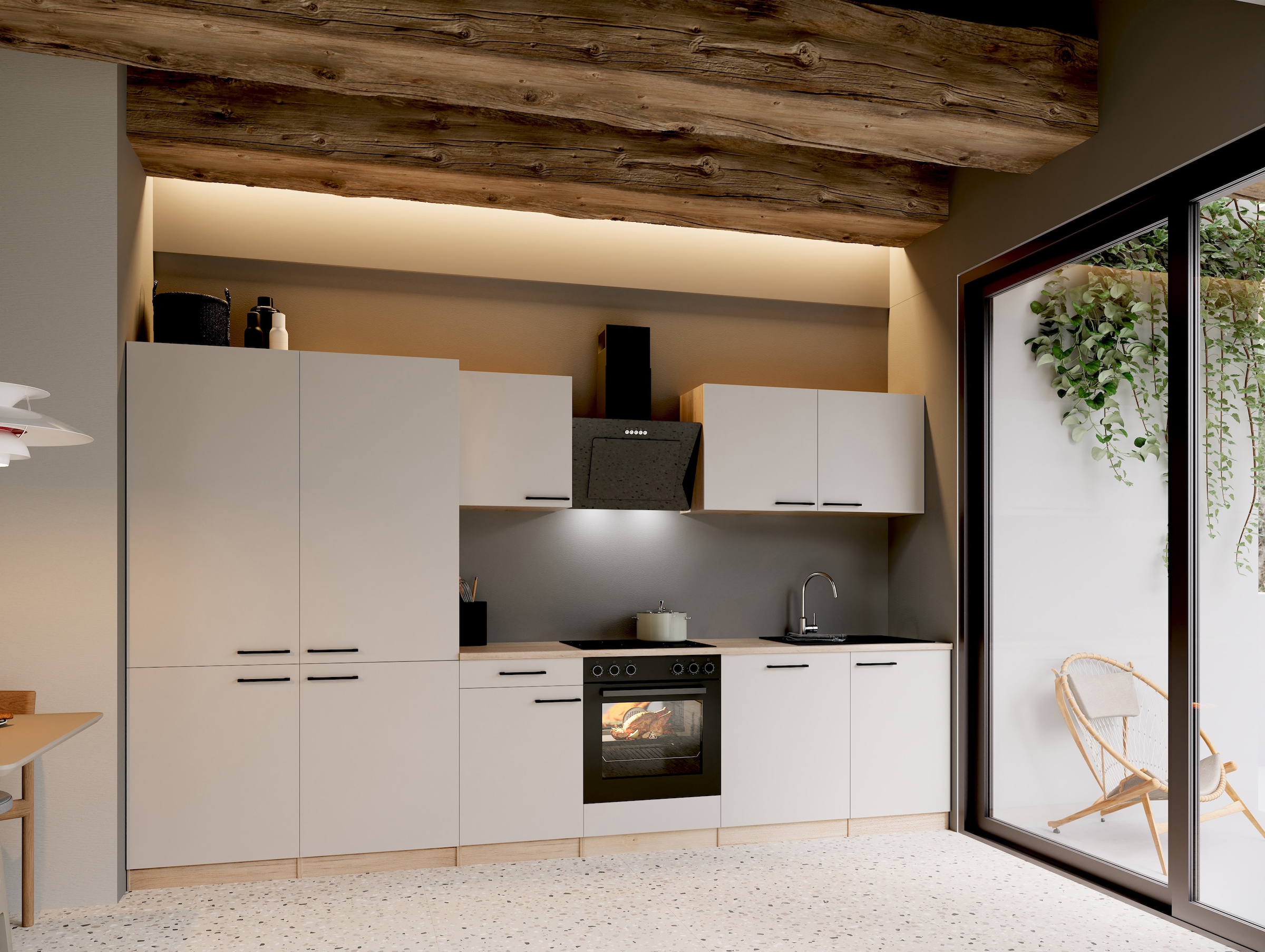 RESPEKTA Küche »Merle« Küchenzeile Merle, Breite 340 cm, mit Soft Close, French-Door-Design