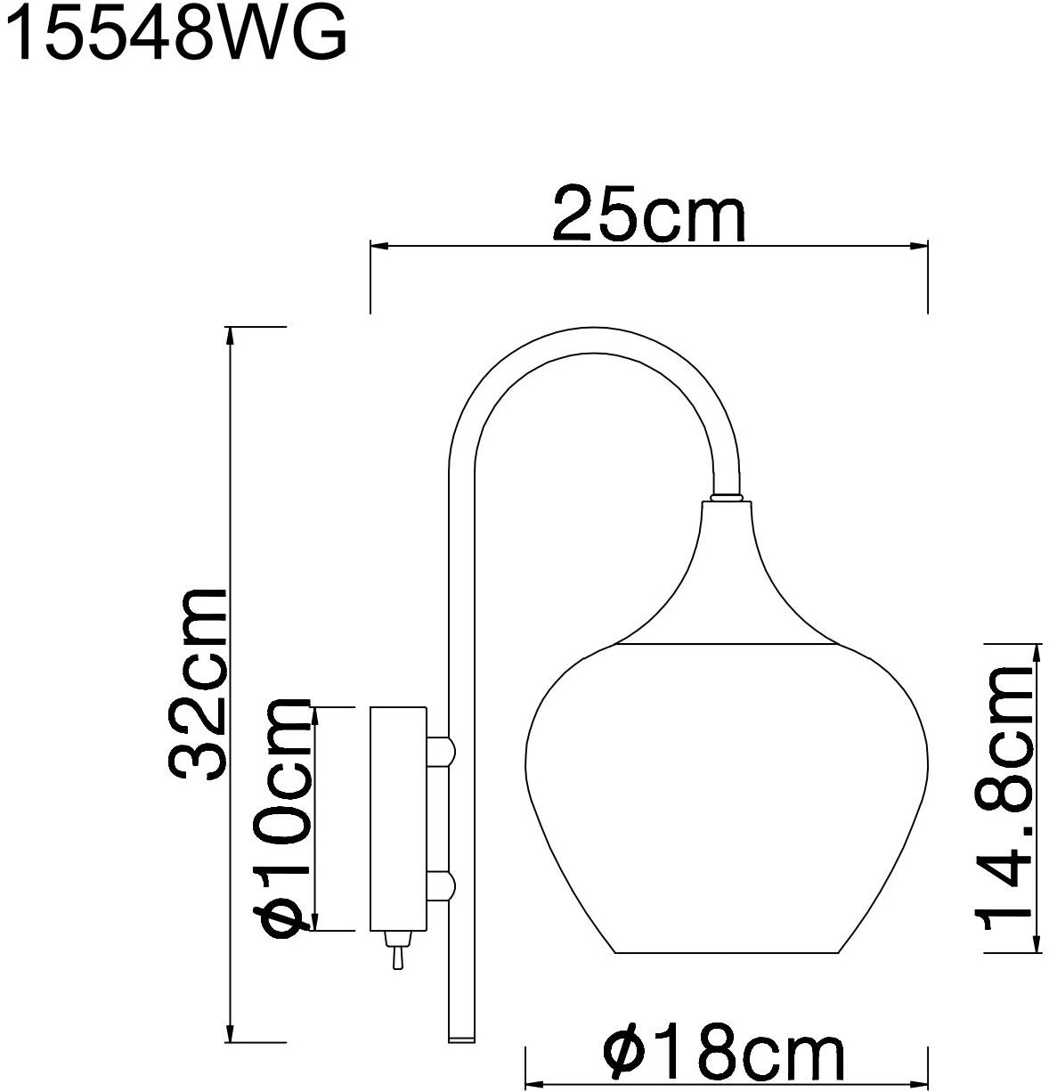 GLOBO LIGHTING Wandleuchte »MAXY« E27 1 Stk. Wandlampe Glas kupferfarben klar verlaufend Lichtschein abwärts