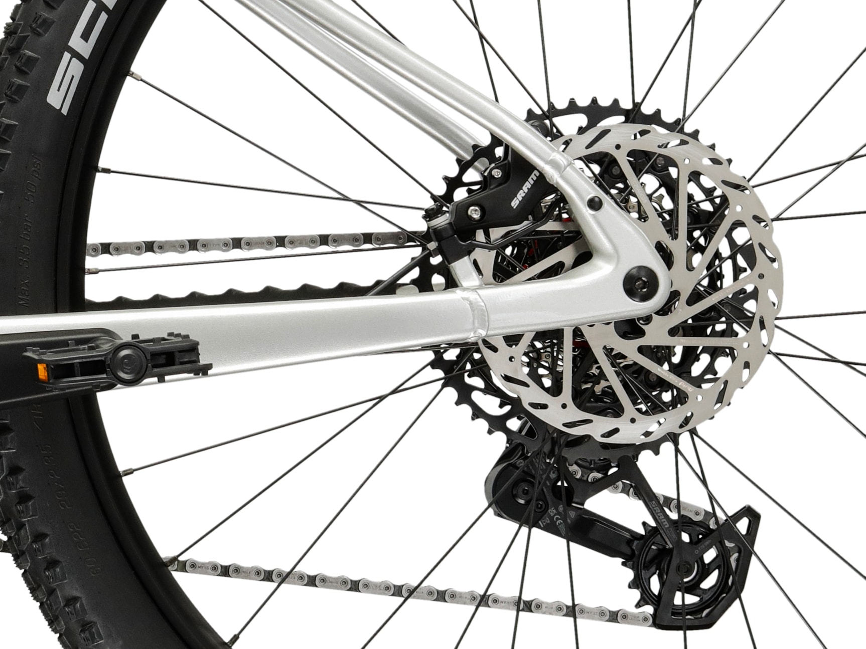 Kross »Influx Hybrid 5.0 21,3Ah / 800 Wh 29 Zoll silber 12 Gänge 2026« 12 Gang SRAM S1000 EAGLE AXS Schaltwerk Kettenschaltung Mittelmotor 250 W BOSCH PERFORMANCE LINE CX 36 V/250 W, Mittelmotor