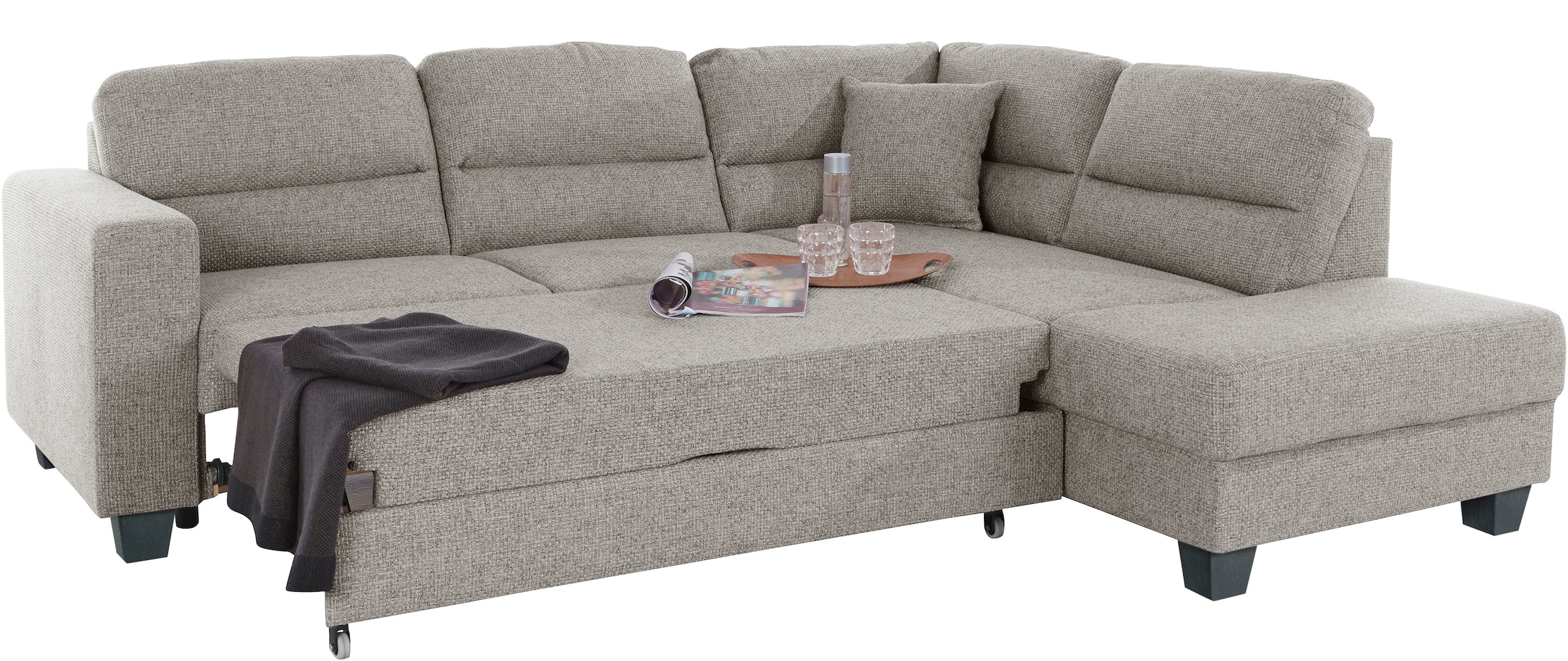 TRENDMANUFAKTUR Ecksofa »Chamber, zeitlos und modern, hoher Sitzkomfort, L-Form«, wahlweise mit Schlaffunktion