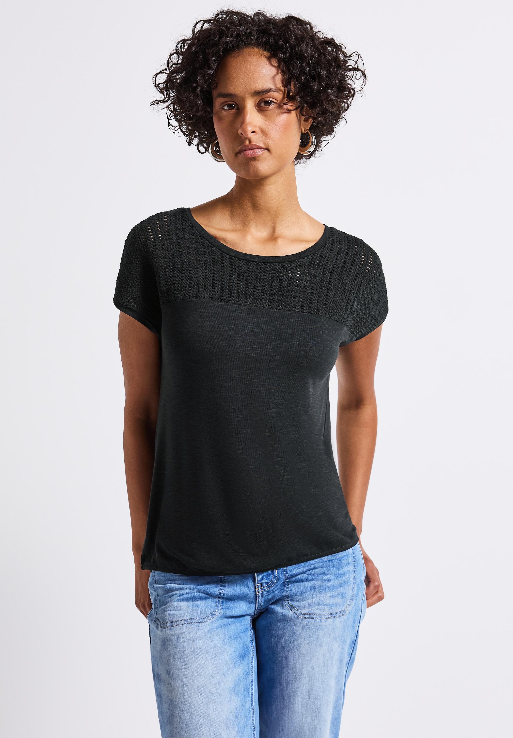 STREET ONE T-Shirt, aus elastischem Materialmix günstig online kaufen