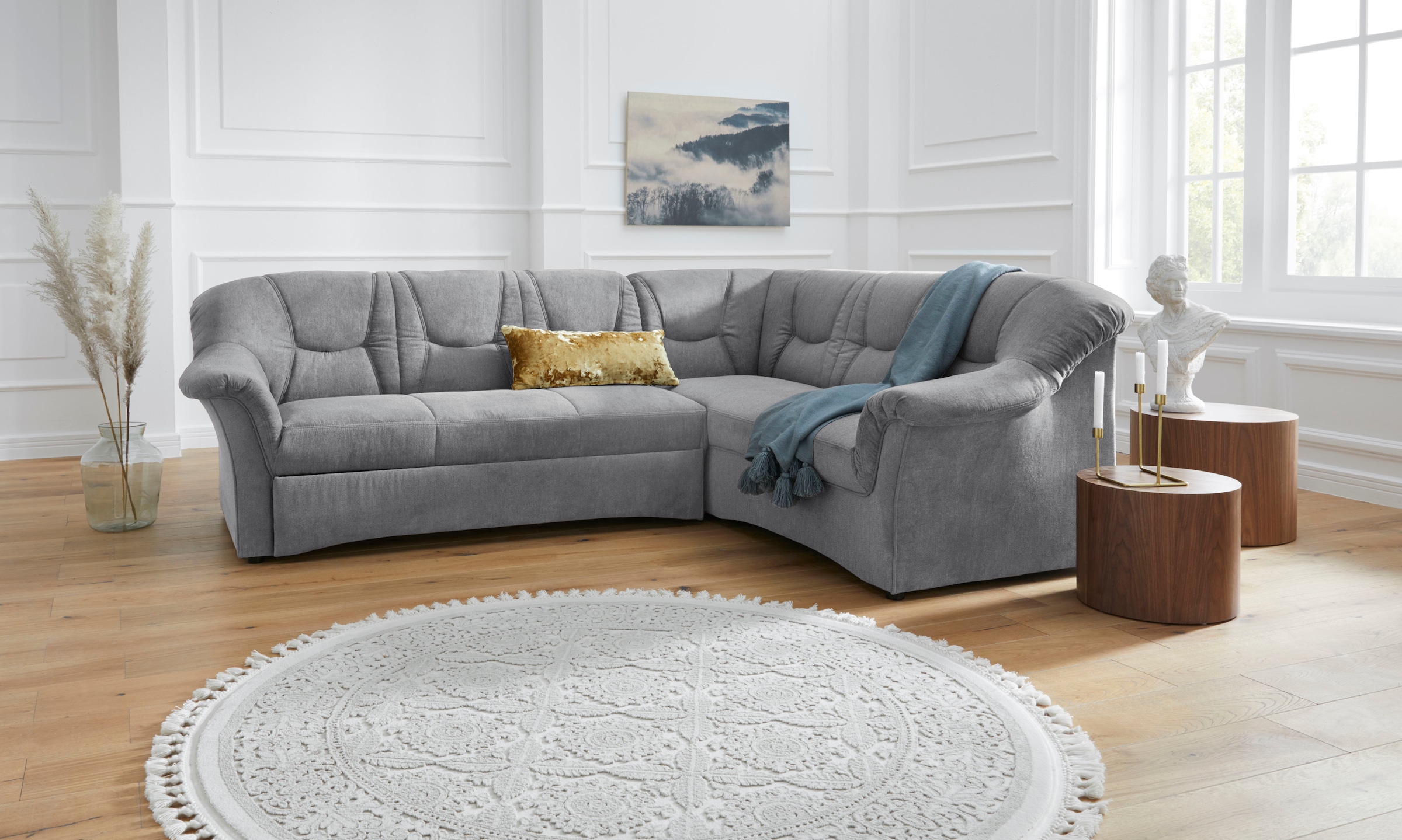 DOMO collection 1100000002199 "SARAFINA 240x190 cm, auch mit Federkern für mehr Sitzkomfort" whlw. mit Bettfunktion, elegantes Design, L-Form