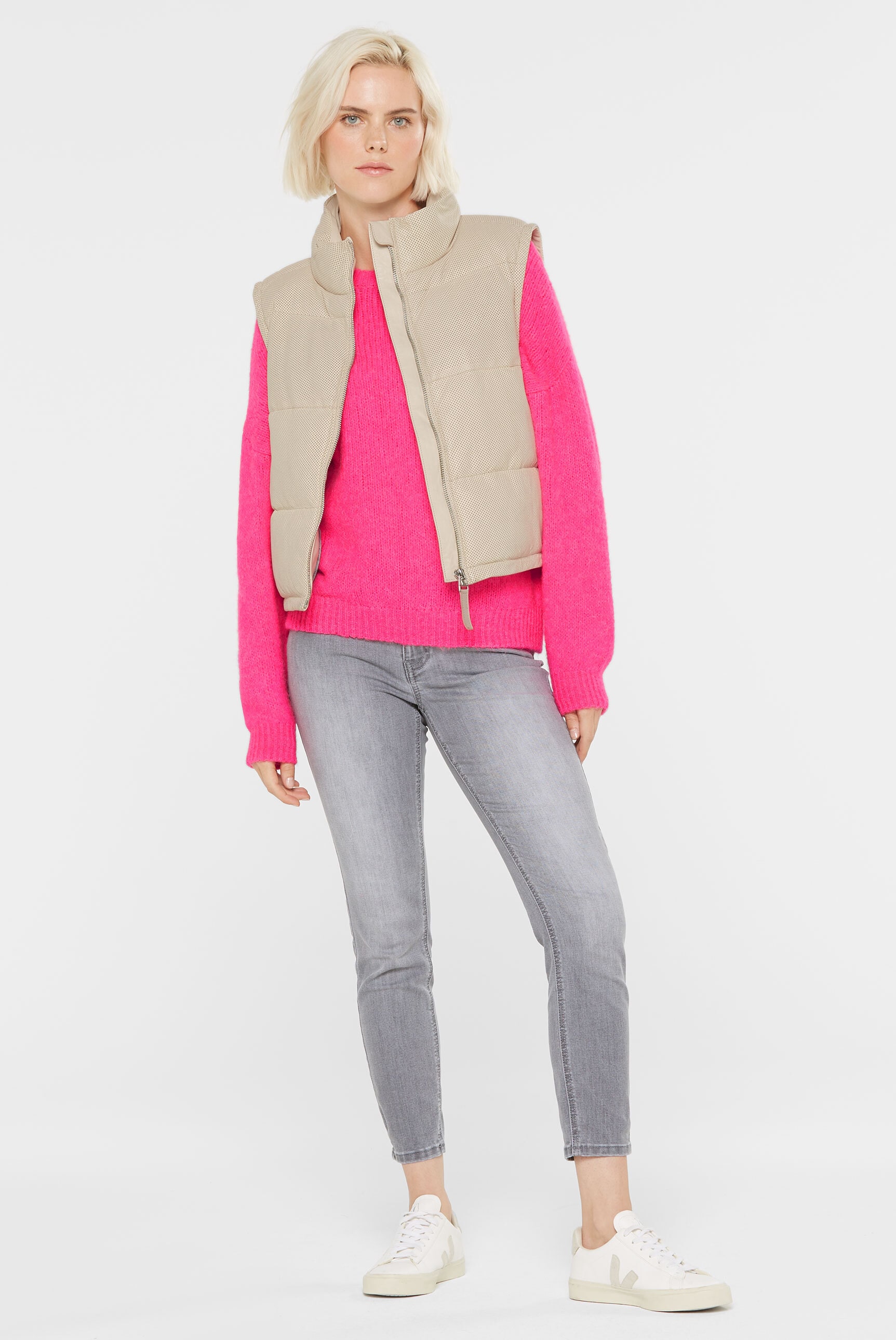 SENSES.THE LABEL Lederweste mit verstellbarem Gummizug im Saum