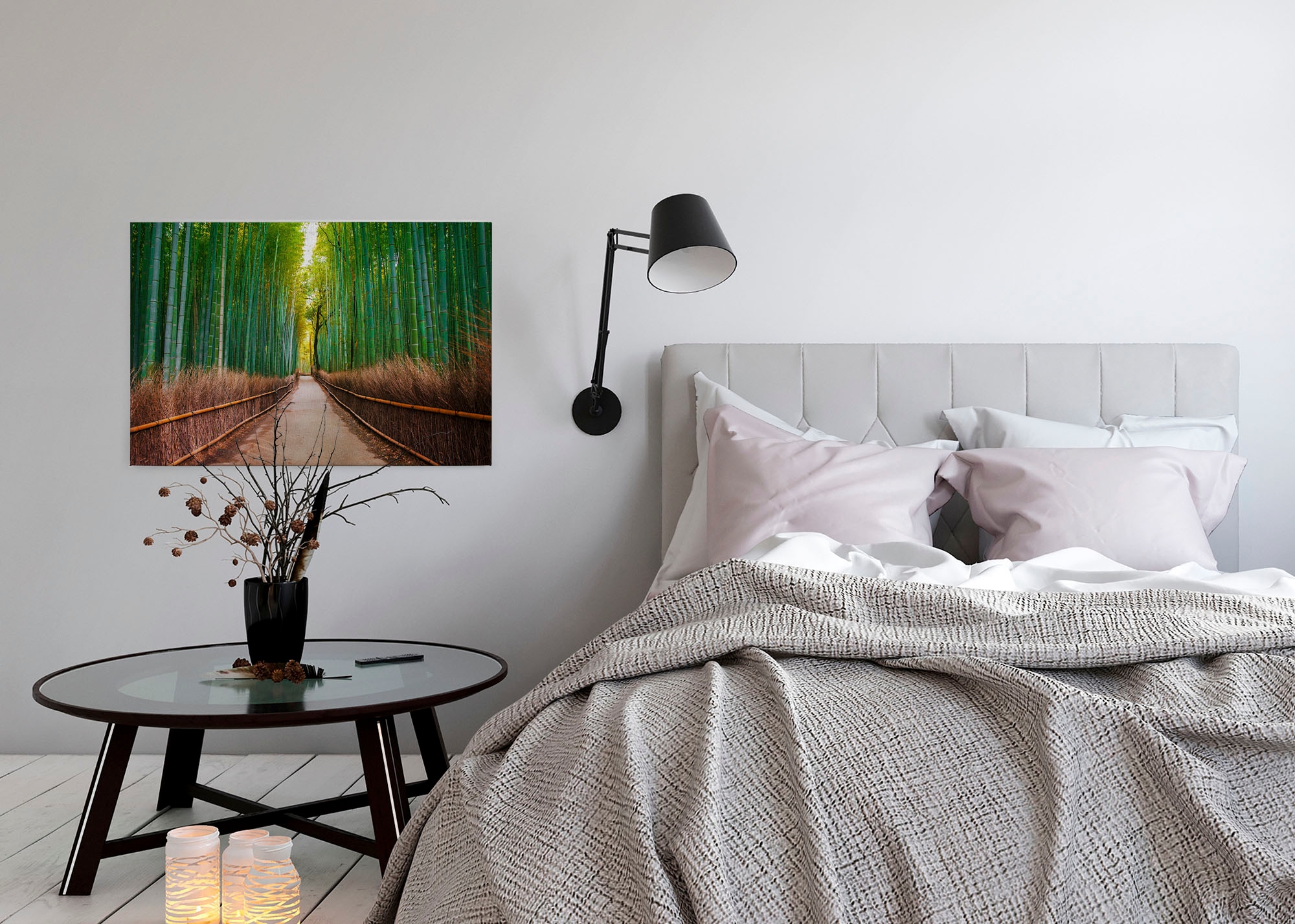 A.S. Création Leinwandbild »Bambus Walk«, Kunst-Gemälde-Kinder, (1 St.), Feldweg Bambus Natur Keilrahmen Leinwand-Bild Wohnzimmer modern Kinder