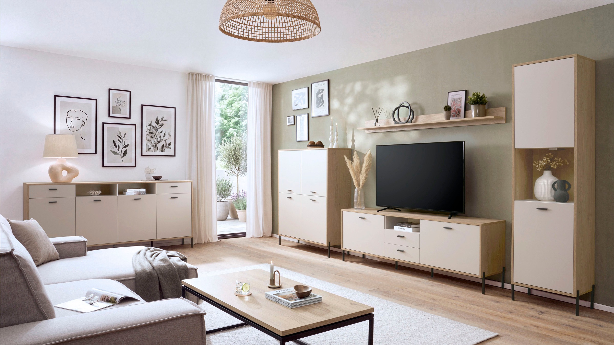Home affaire Wohnwand »Fredericia, moderne Anbauwand, Komplettset in Kaschmir« Set, 4 Stk. tlg.
