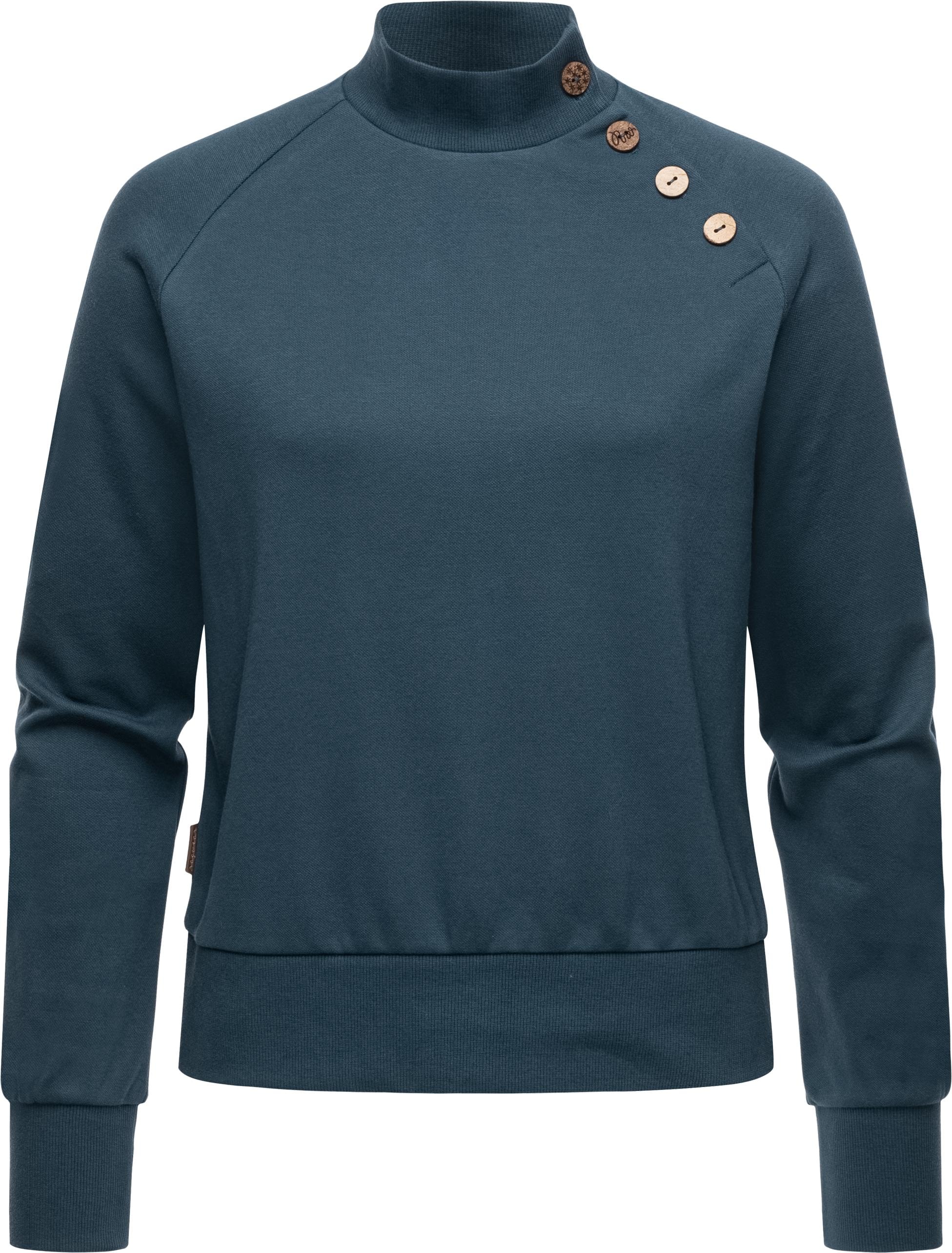 Sweatshirt »Majjorka Solid«, Damen Langarmshirt mit Rippbündchen und Zierknöpfen