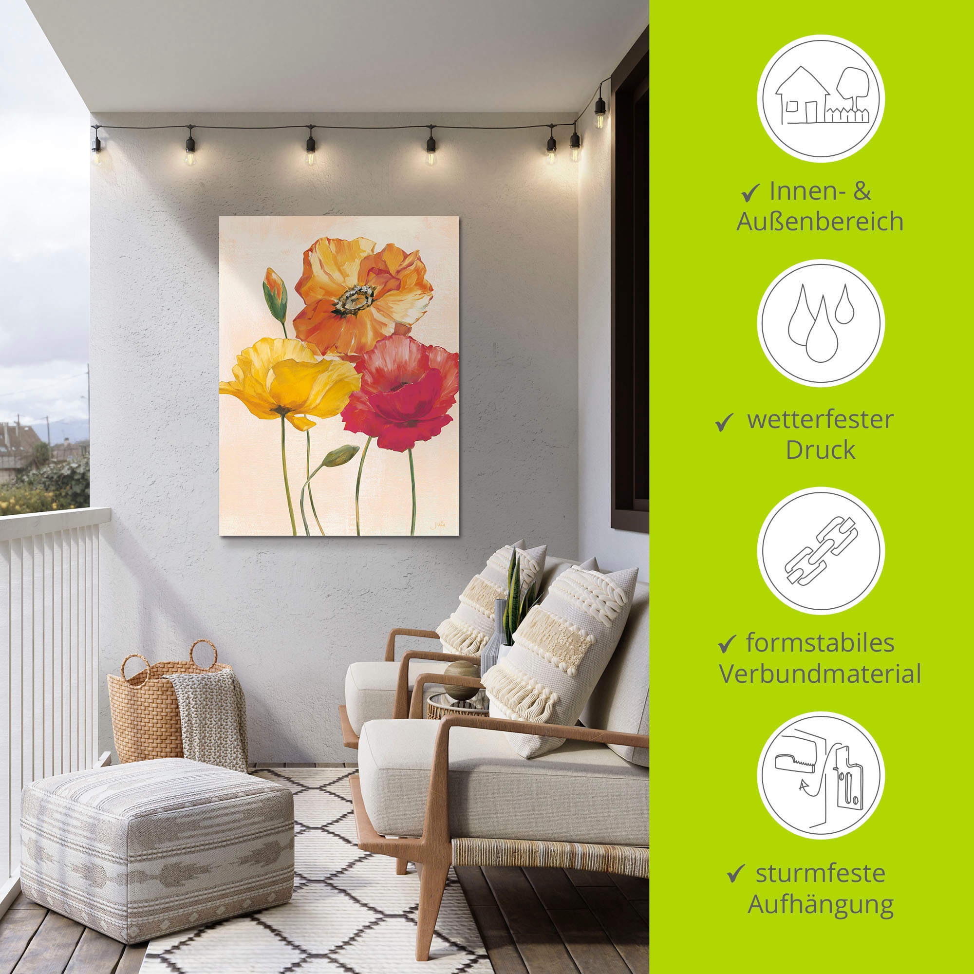 Artland Wandbild »Bunte Mohnblumen I«, Blumenbilder, (1 St.), als Alubild, Outdoorbild, Leinwandbild, Poster, Wandaufkleber