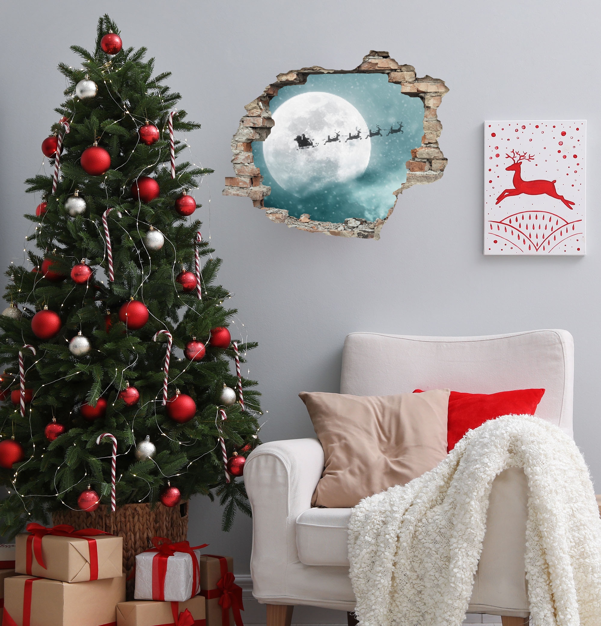 queence 3D-Wandtattoo "Weihnachtsmann" selbstklebender Wandsticker Weihnach günstig online kaufen