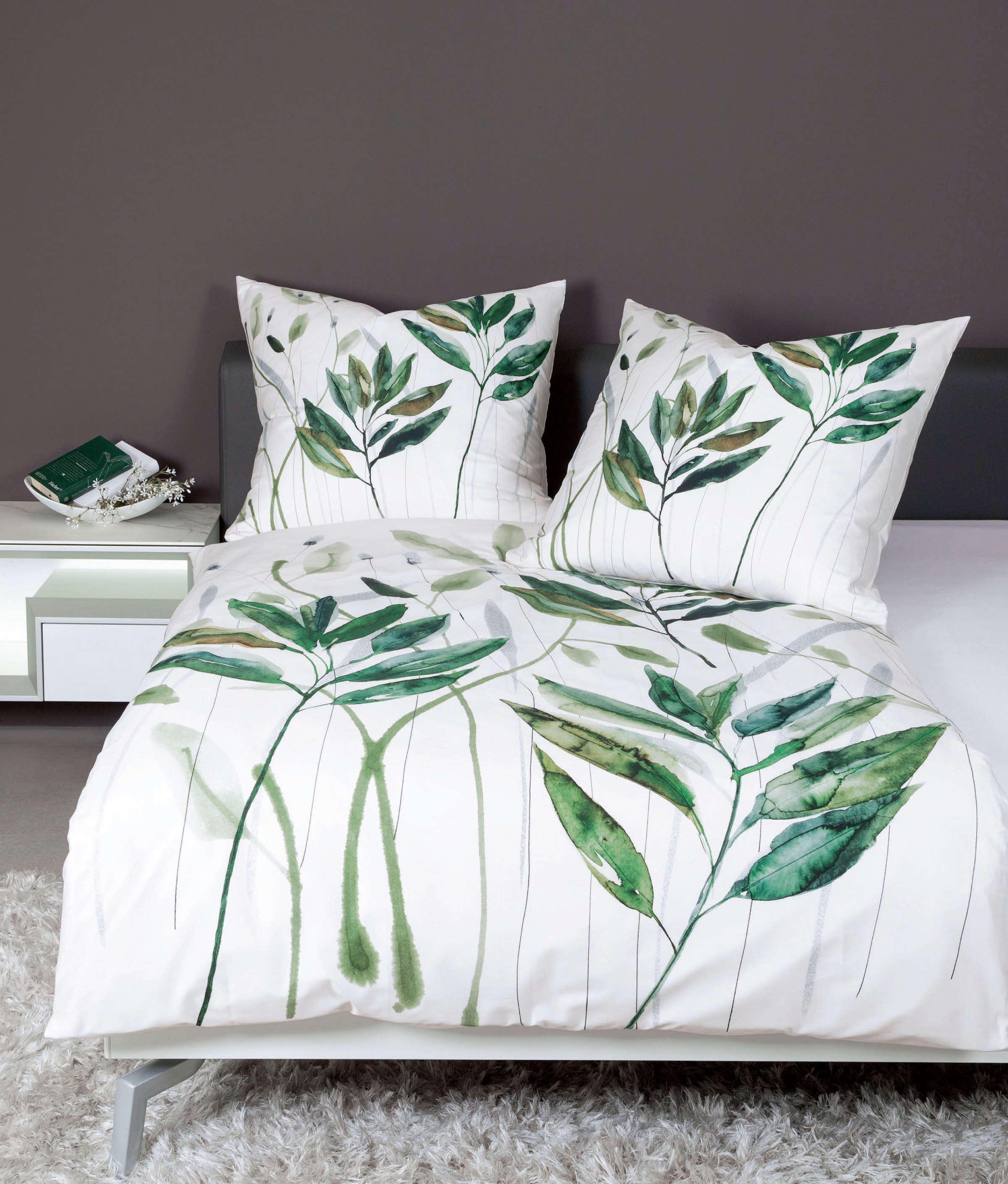 Janine Wendebettwäsche "modern art 42066" 2 Stk. mit Blättern günstig online kaufen