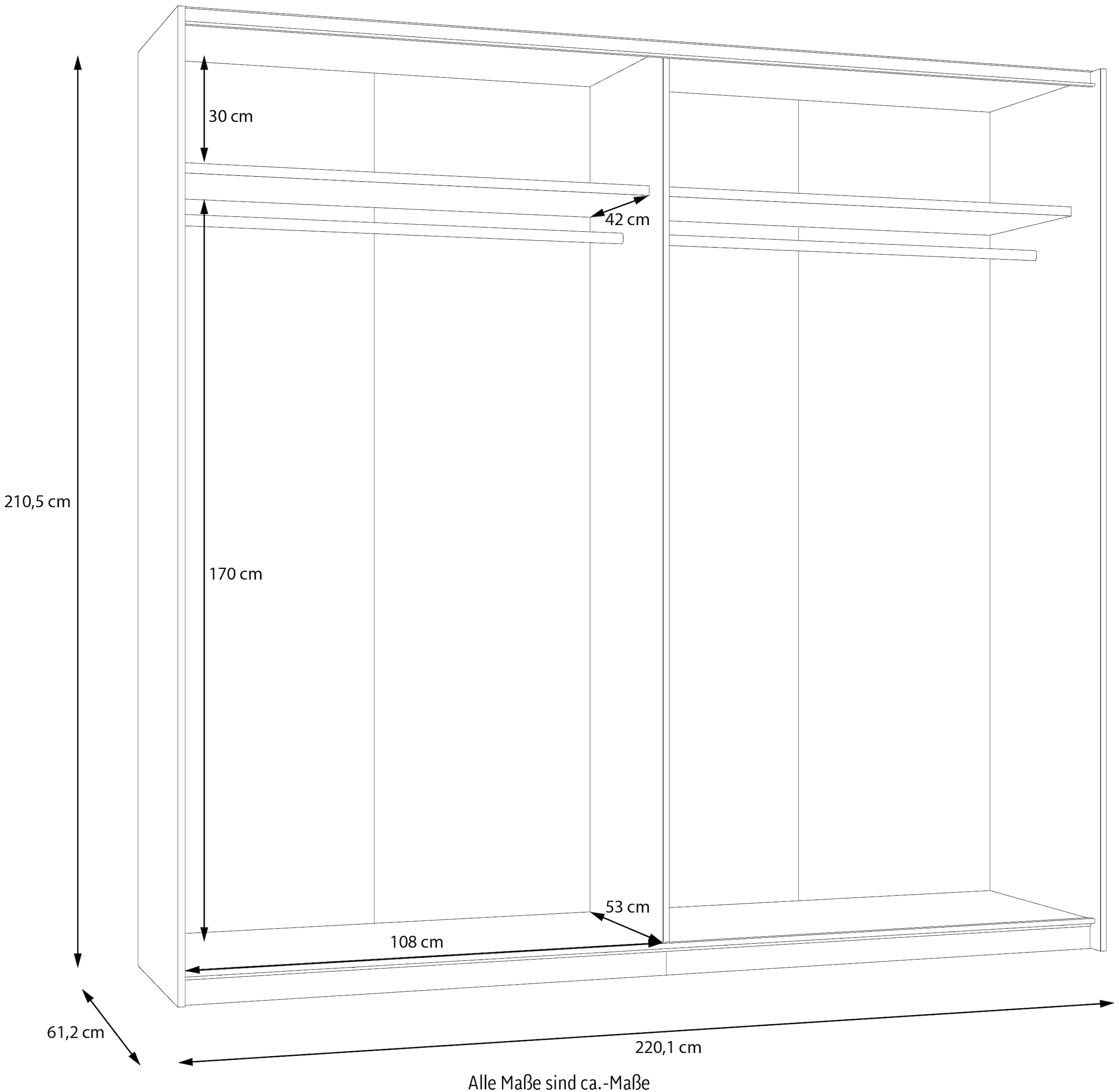FORTE Schwebetürenschrank »Ingalil«, Höhe 2,10 mtr., stehende Montage