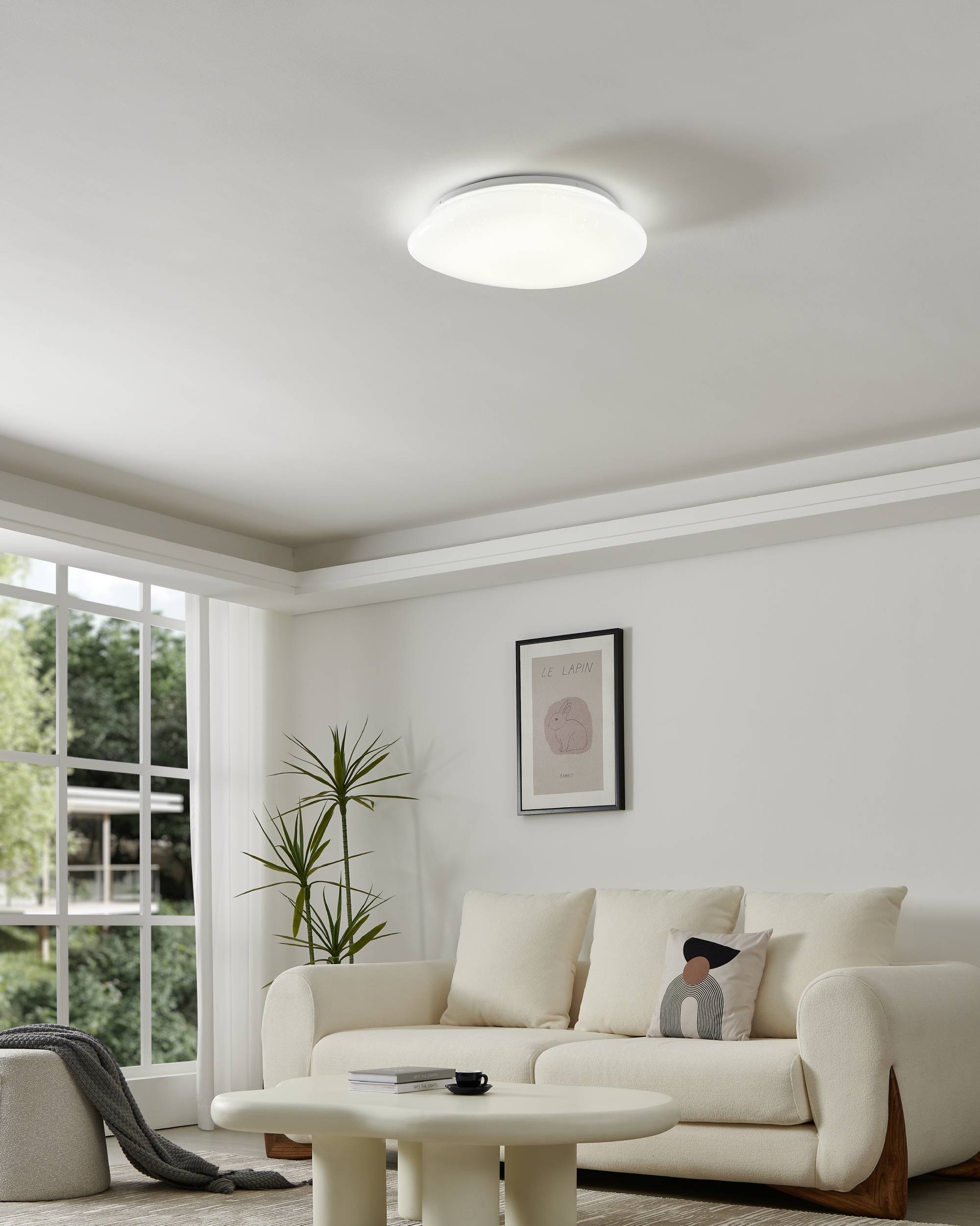 EGLO Deckenleuchte »Sileras Deckenlampe, Sternhimmel-Effekt, Stahl und Kunststoff, Lampe« LED-Modul 1 Stk. Kaltweiß | Neutralweiß | Warmweiß Wand-/Deckenleuchte - H8,5 x Ø45 cm - weiß - 20,5W inkl.