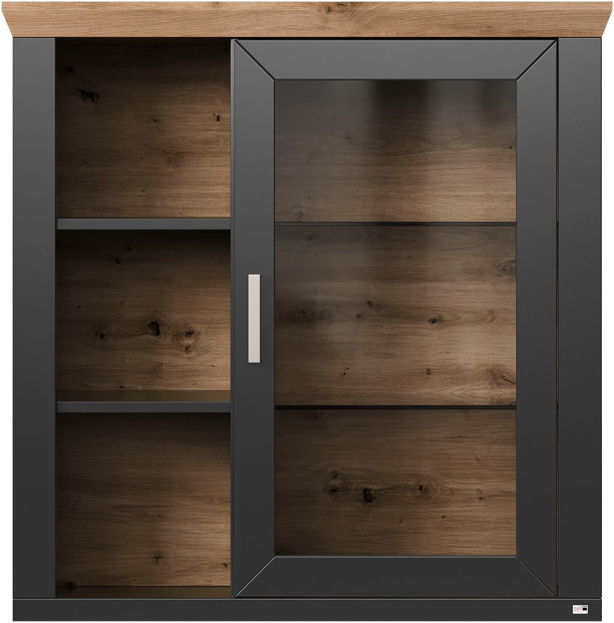 set one by Musterring Hängeschrank »York« Typ 21, mit Glastür, offene Fächer, Beleuchtung optional, B 105 cm