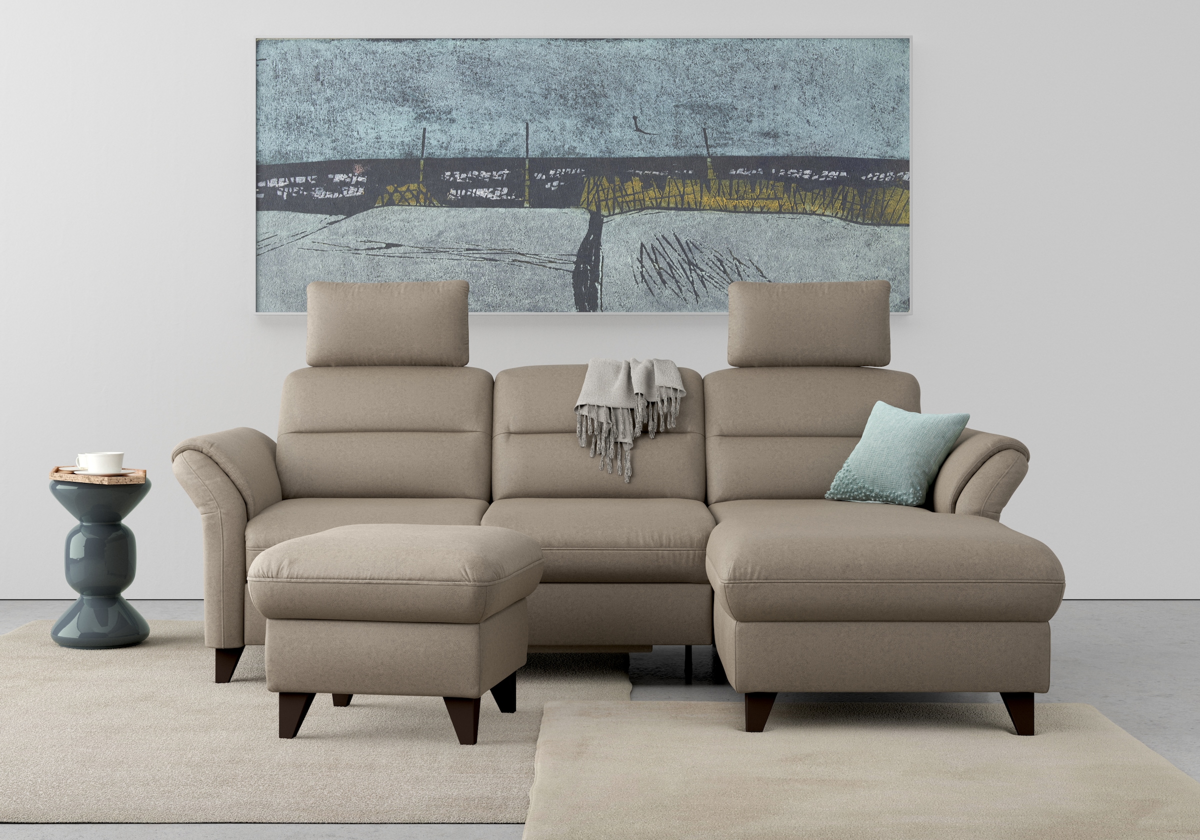 sit&more Ecksofa "Mellum L-Form" Federkern, optional Schlaffunktion, Bettkasten & Armteilfunktion