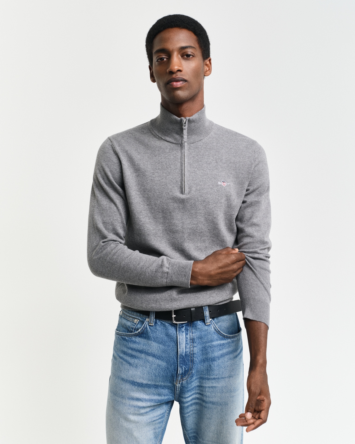 Troyer »CLASSIC COTTON HALF ZIP«, mit gerippten Details