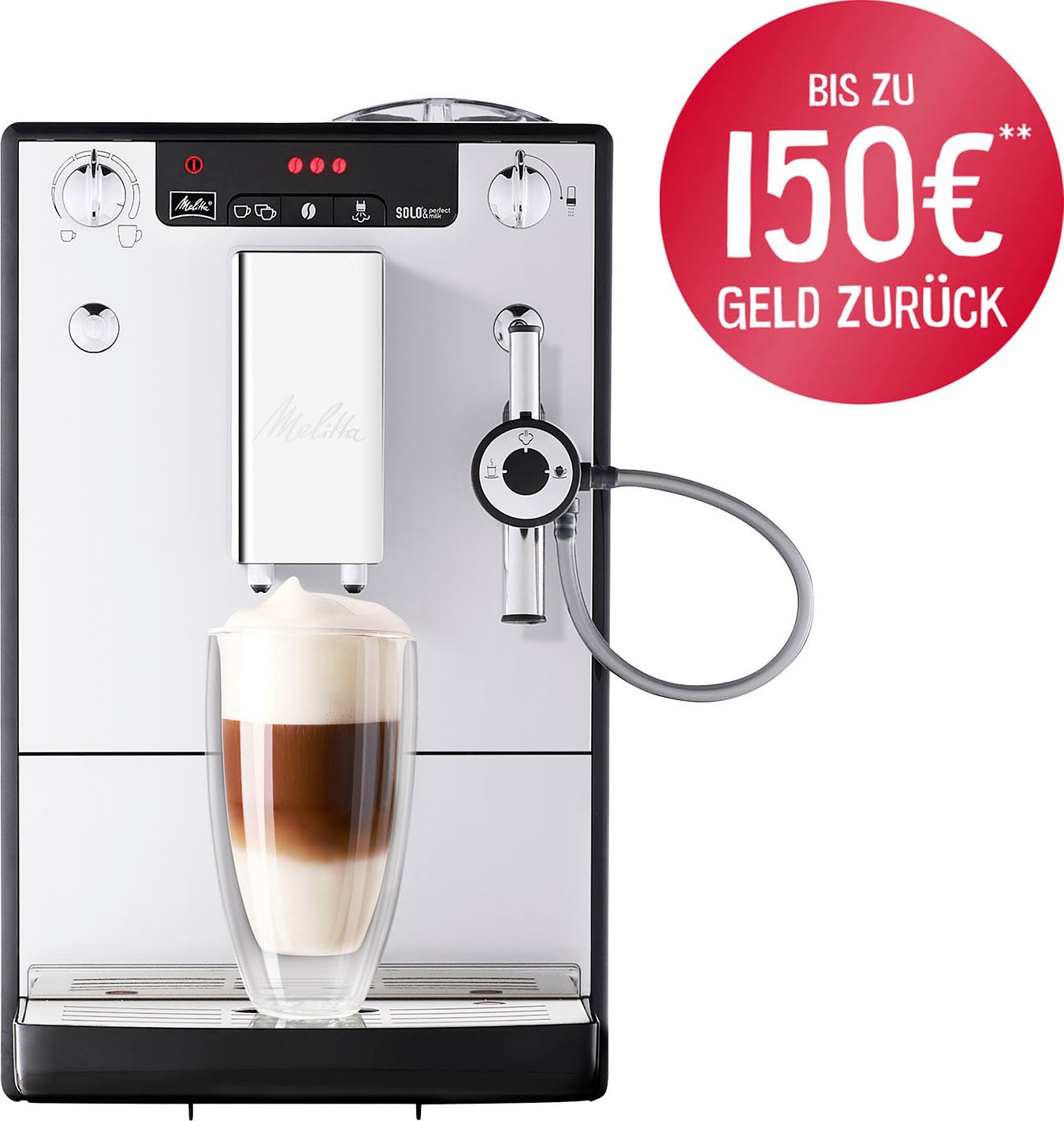 Melitta Kaffeevollautomat »Solo® & Perfect Milk E957-203, silber/schwarz«,  Café crème&Espresso per One Touch, Milchsch&heiße Milch per Drehregler auf  Rechnung | BAUR