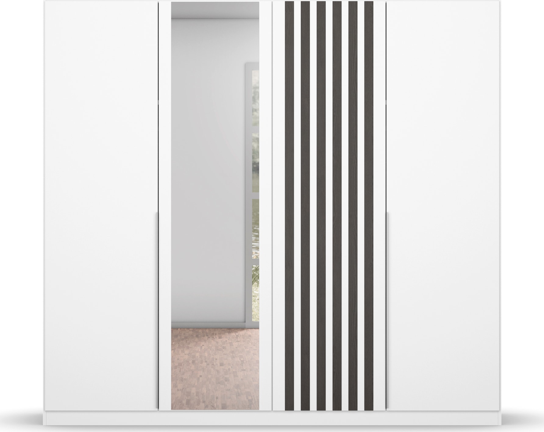 rauch Drehtürenschrank »Kleiderschrank Schrank Garderobe Garderobenschrank LAMELLA«, elegante Lamellen-Auflage in 3D Akustikpaneel Optik MADE IN GERMANY