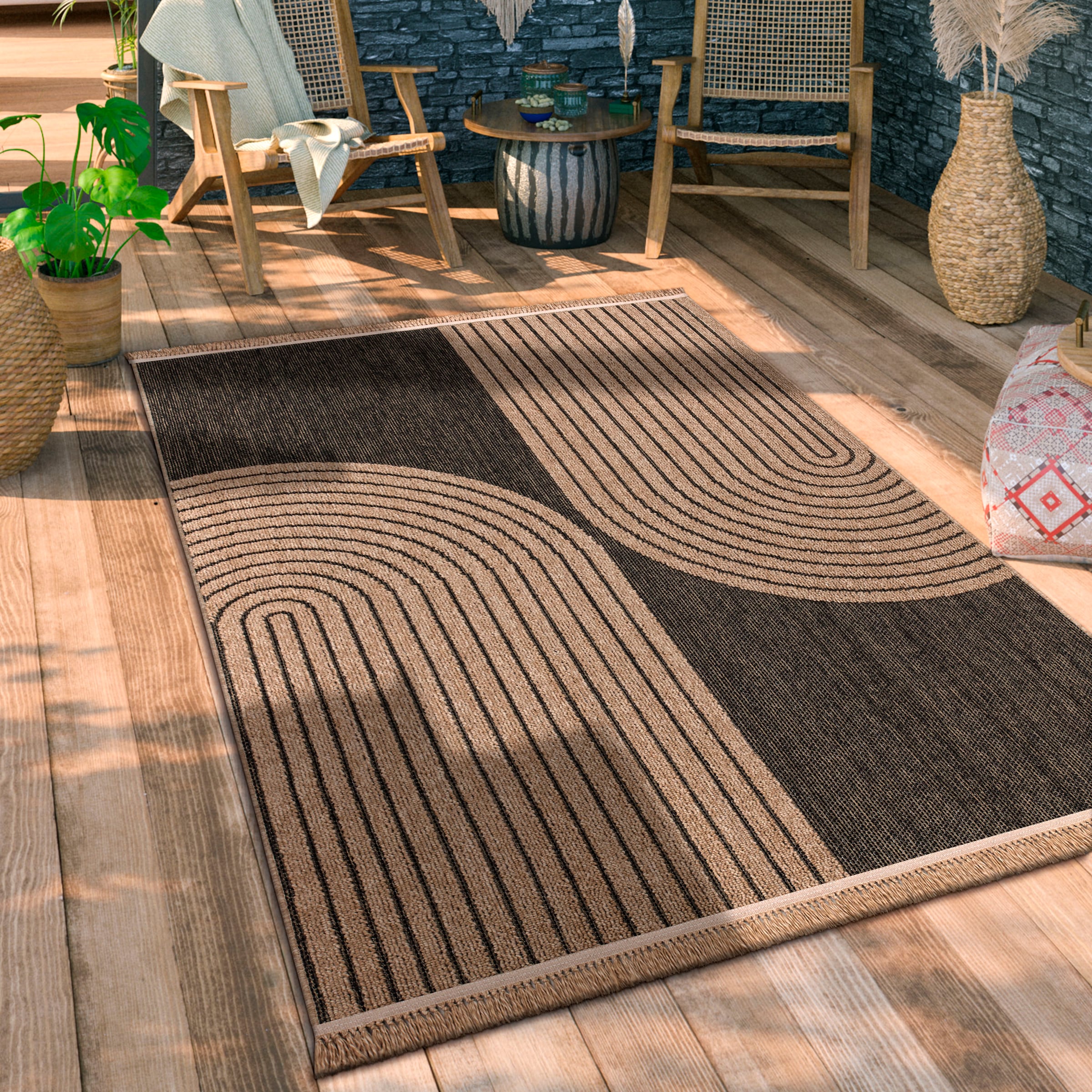 Paco Home Teppich mit Flachgewebe, geeignet Regenbogen, meliert, Fransen, | BAUR 493«, Outdoor rechteckig, »Cologne