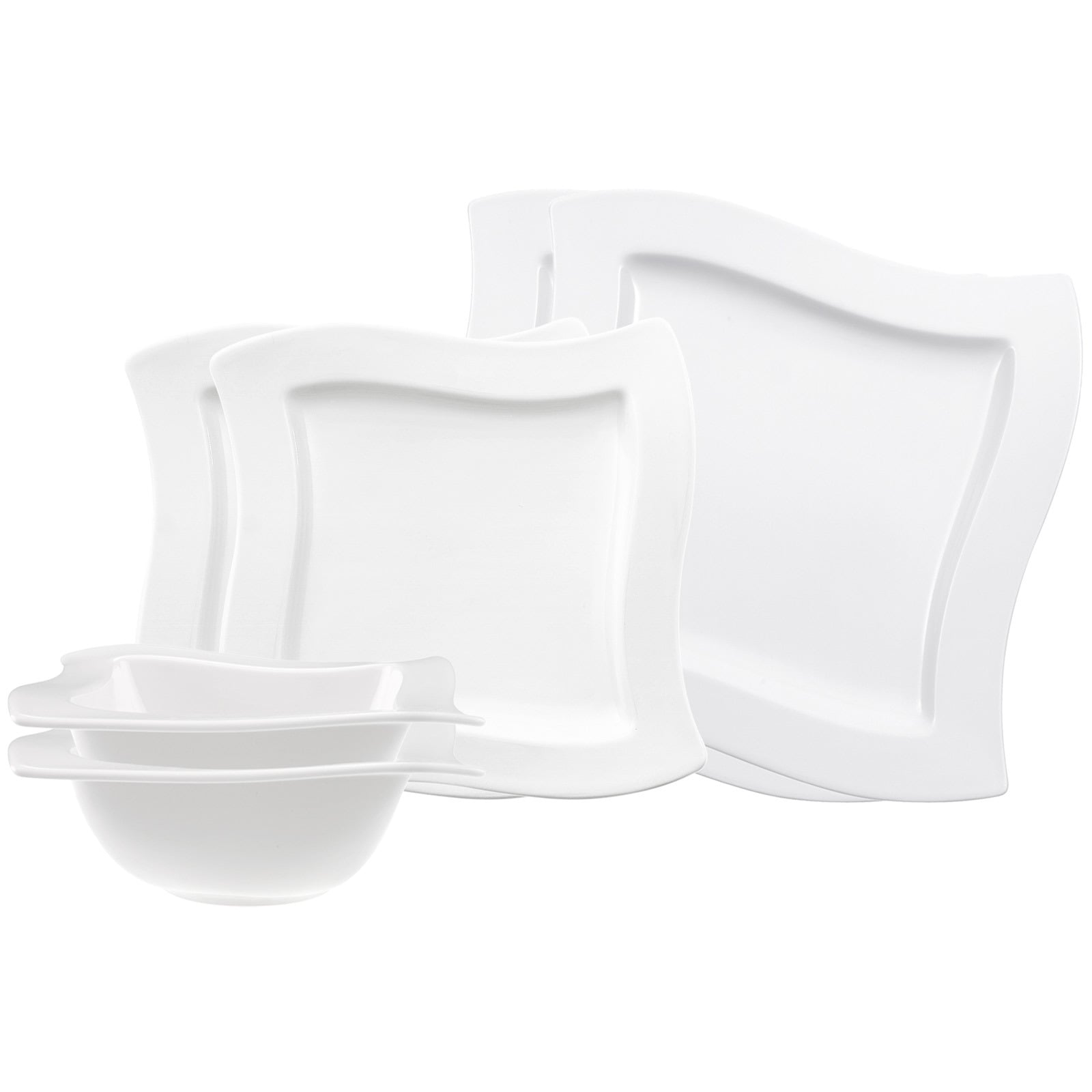 Villeroy & Boch Geschirr-Set "Basic-Set NewWave 6er Set weiß" Spülmaschinengeeignet, Mikrowellengeeignet