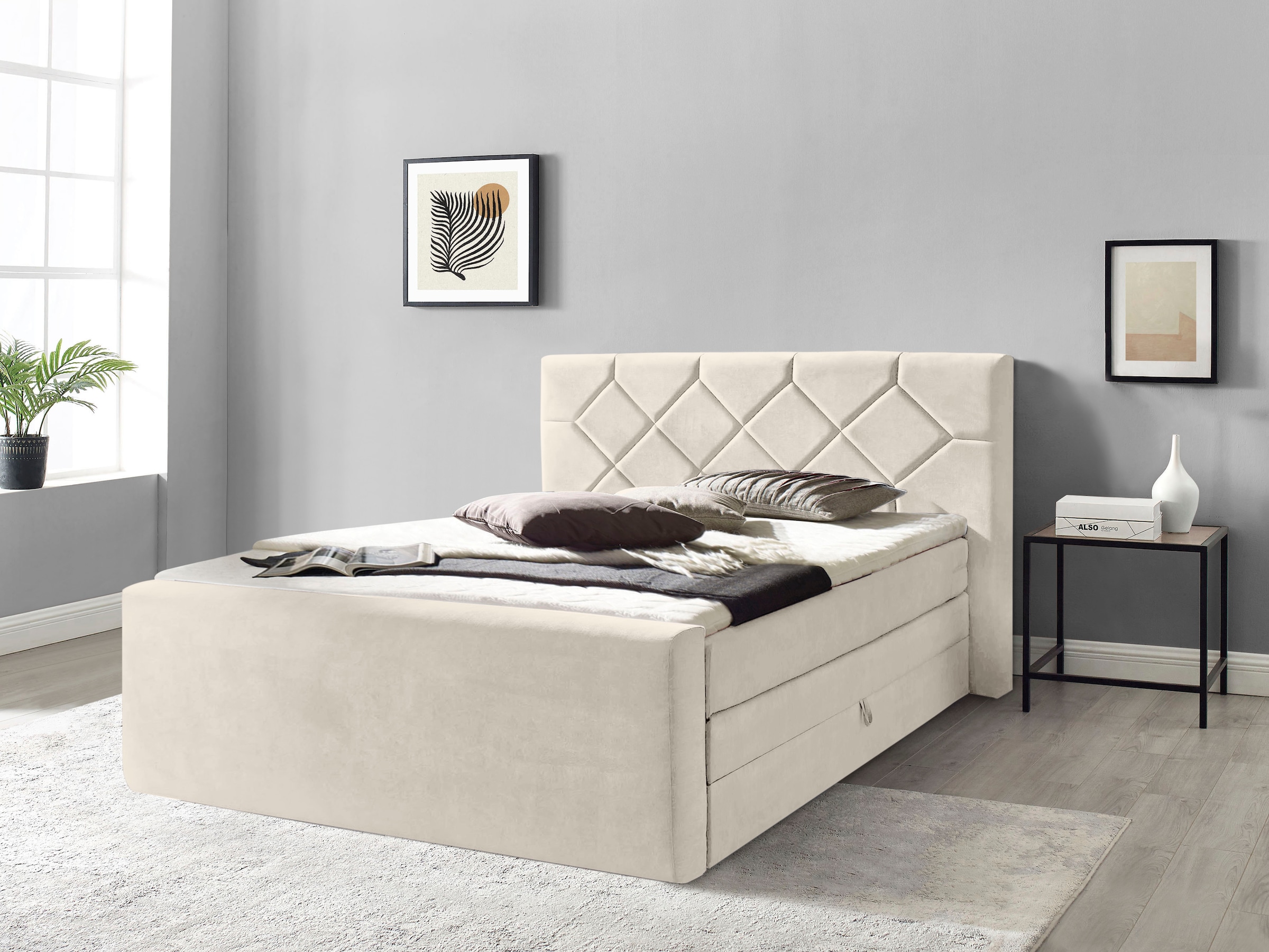 Places of Style Boxspringbett »Atlanta«, inklusive Topper und Bettkasten