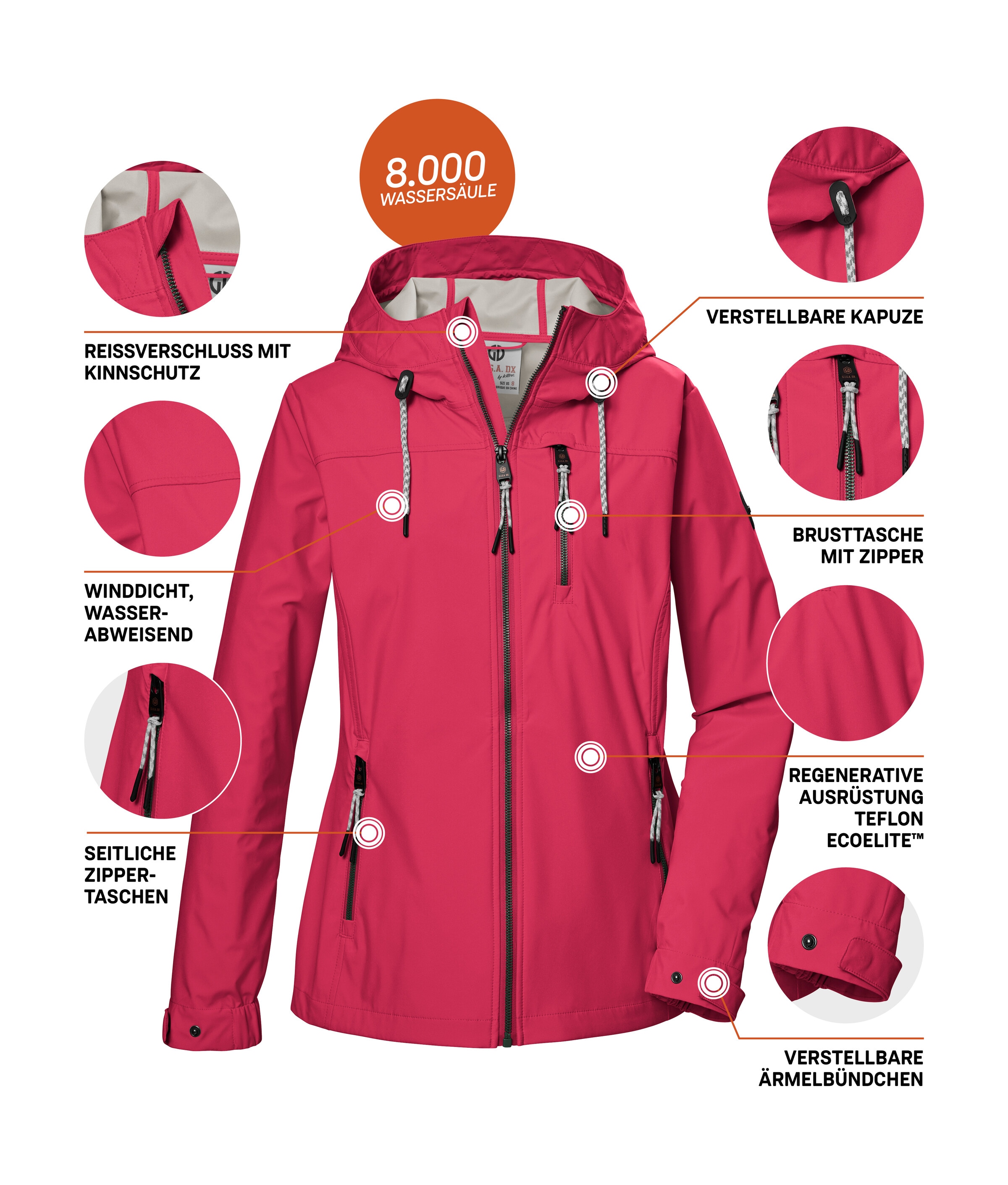 G.I.G.A. DX by killtec Softshelljacke »GS 74 WMN SFTSHLL JCKT« Damen Softshelljacke, wasserabweisend, winddicht, pflanzenbasiert