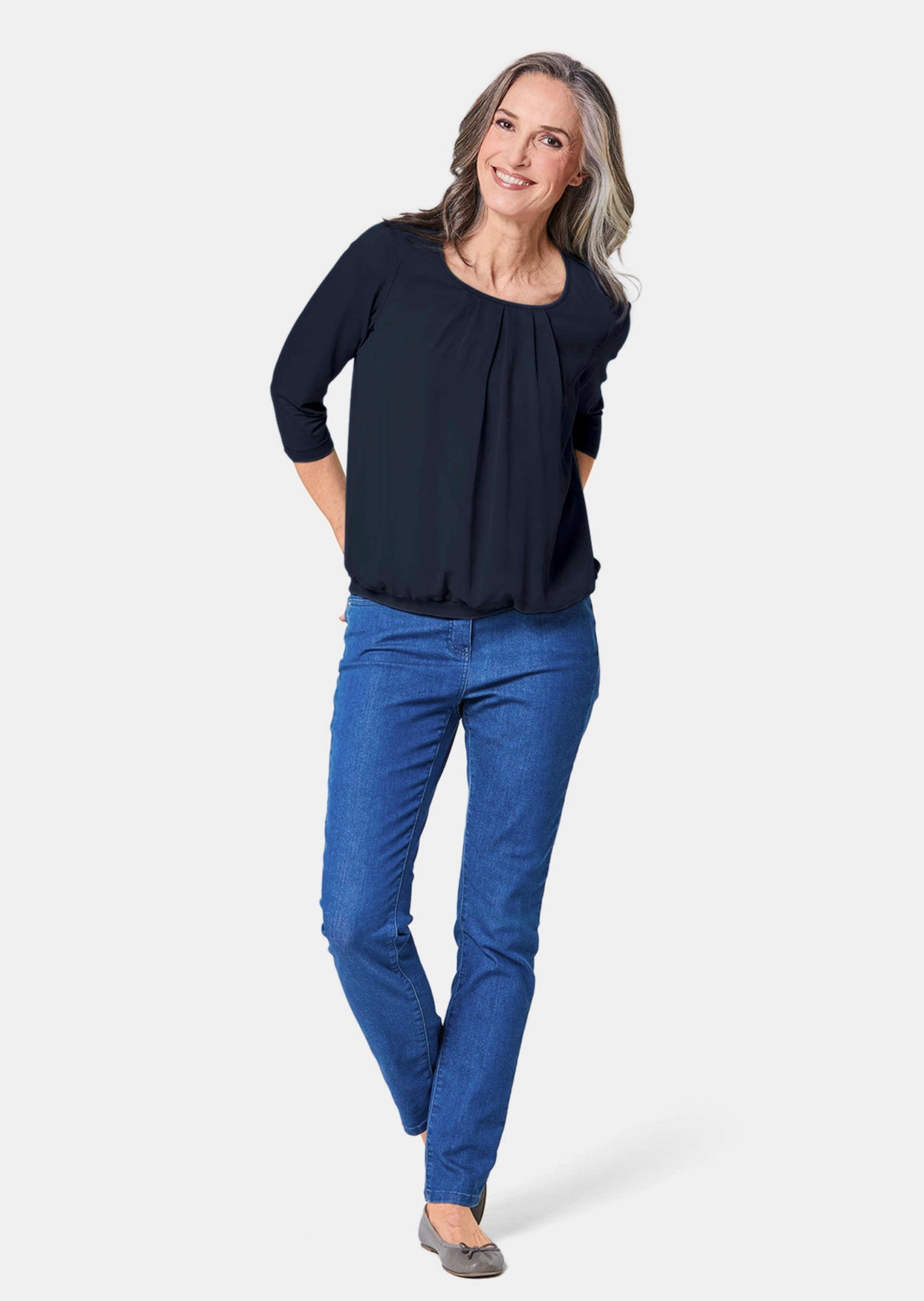 Goldner Damen Kurzarmbluse Blau 20 3