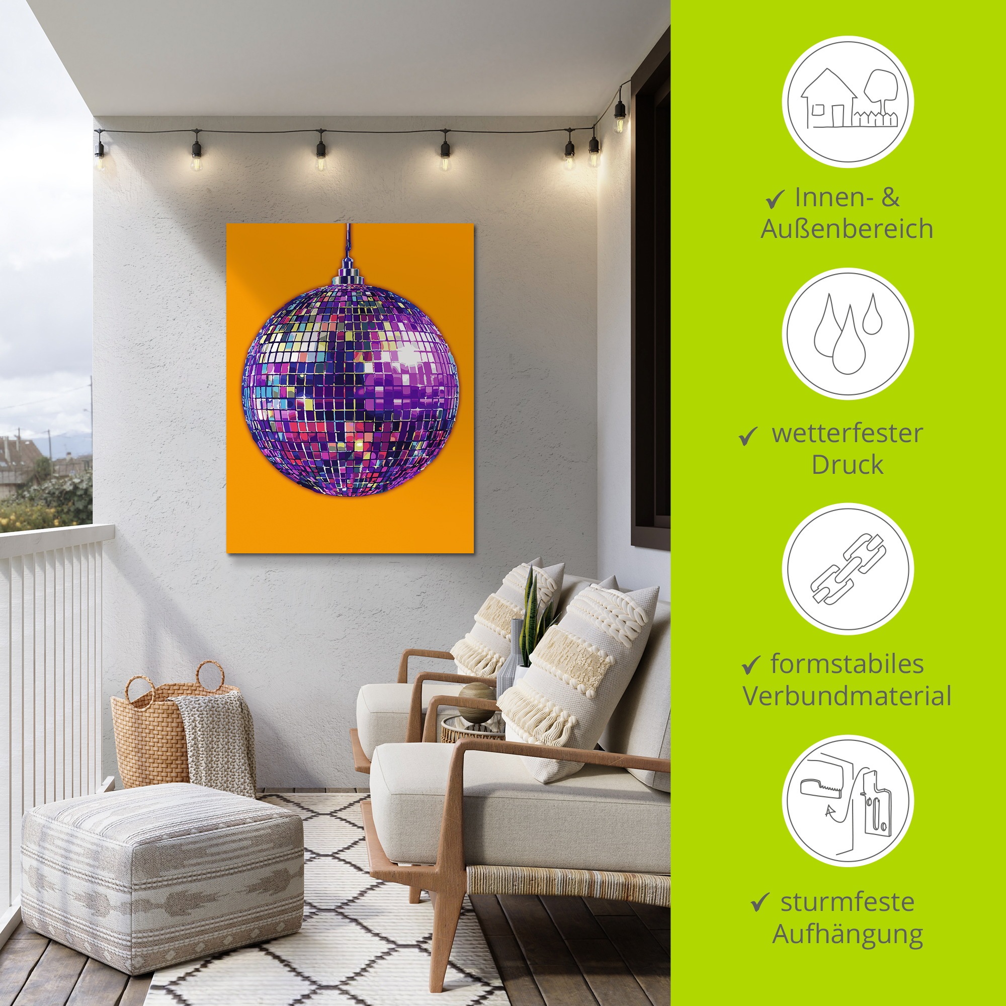 Wandbild ARTLAND "Discokugel", farbe bild(er): farbig, B:90cm H:120cm, Alu Dibond, Bilder, als Alubild, Leinwandbild, Poster, Wandaufkleber in verschied. Größen 2