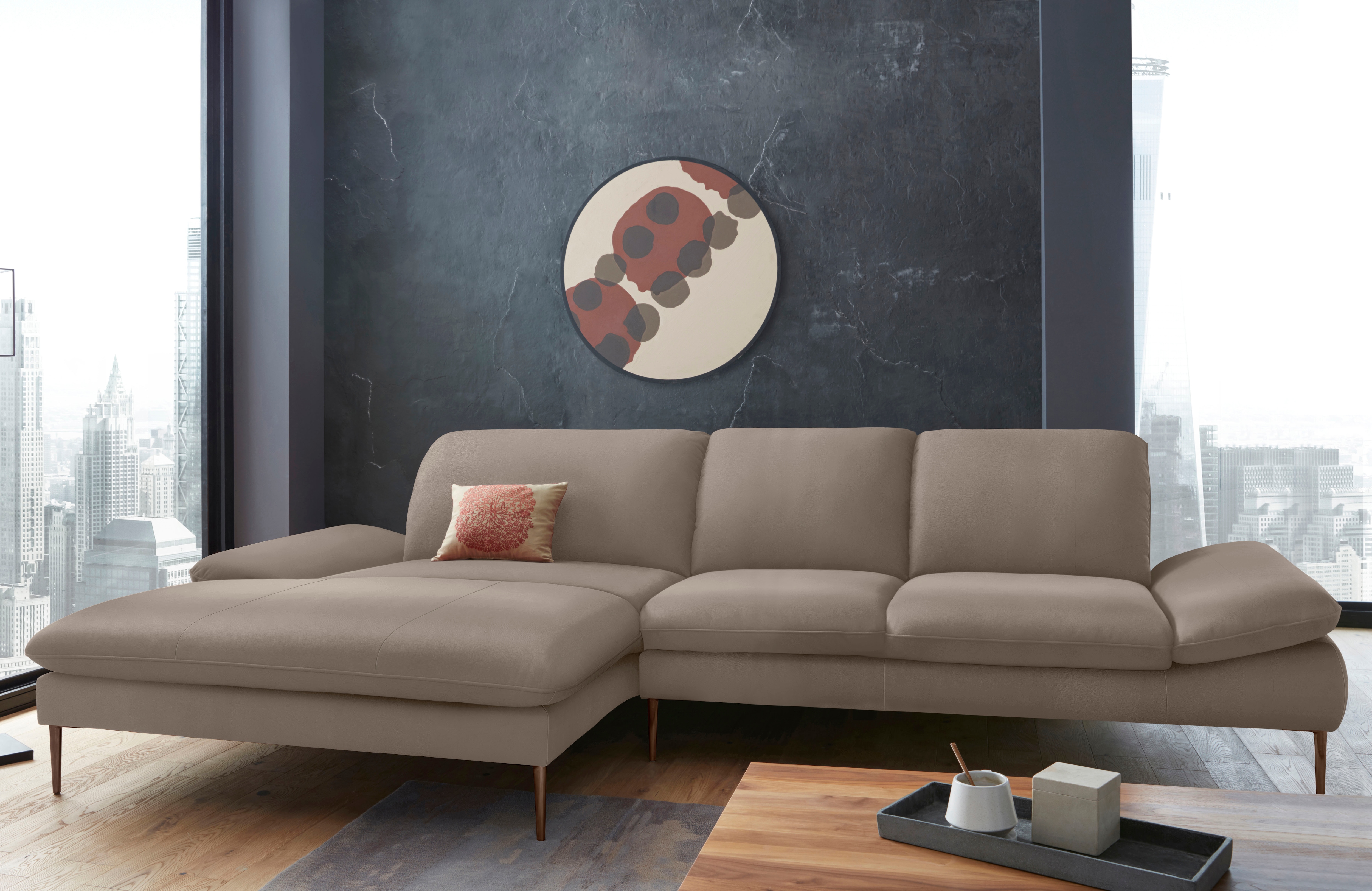 W.SCHILLIG Ecksofa "enjoy&MORE, Designsofa, bequem, elegant und zeitlos, L-Form" Sitztiefenverstellung, Füße bronze pulverbeschichtet, Breite 340 cm