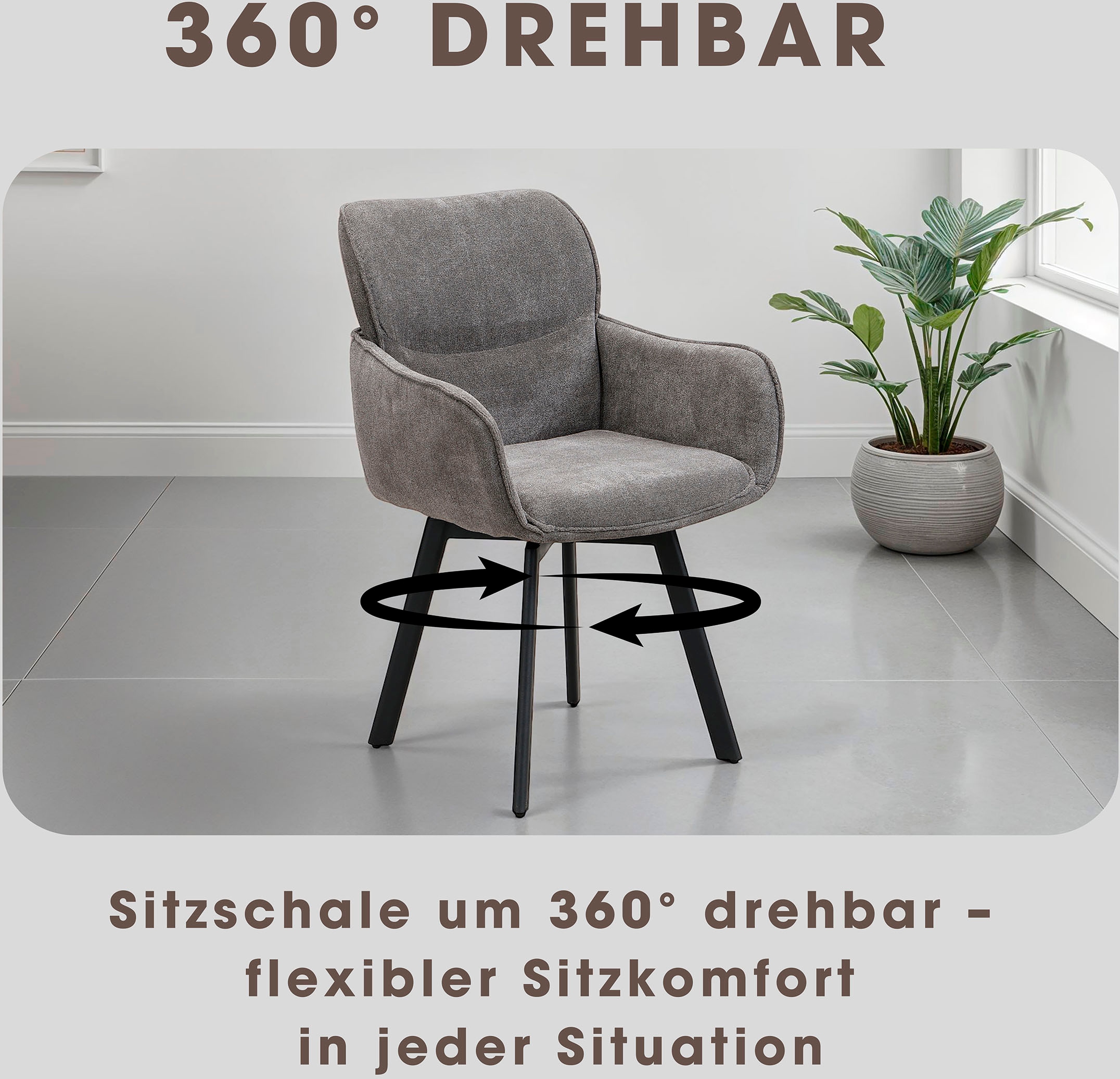byLIVING Esszimmerstuhl »Rico« (Set) 2 Stk.360 Grad drehbar in verschiedenen Farben erhältlich