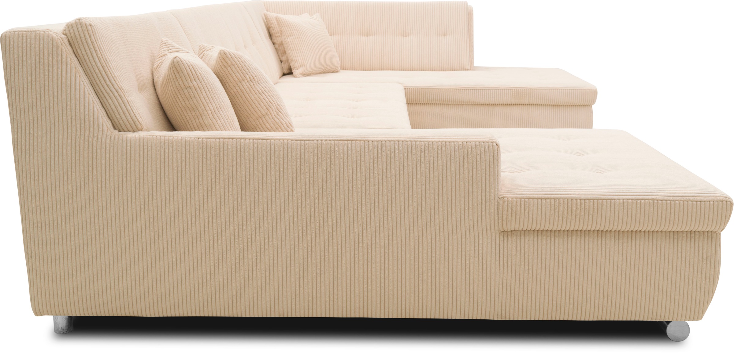 DOMO collection Wohnlandschaft »Treviso incl. Zierkissen, moderne Steppung, XXL: B/T/H: 364/201/83 cm«, wahlweise mit Bettfunktion, in vielen Bezugsarten auch in Cord U-Form