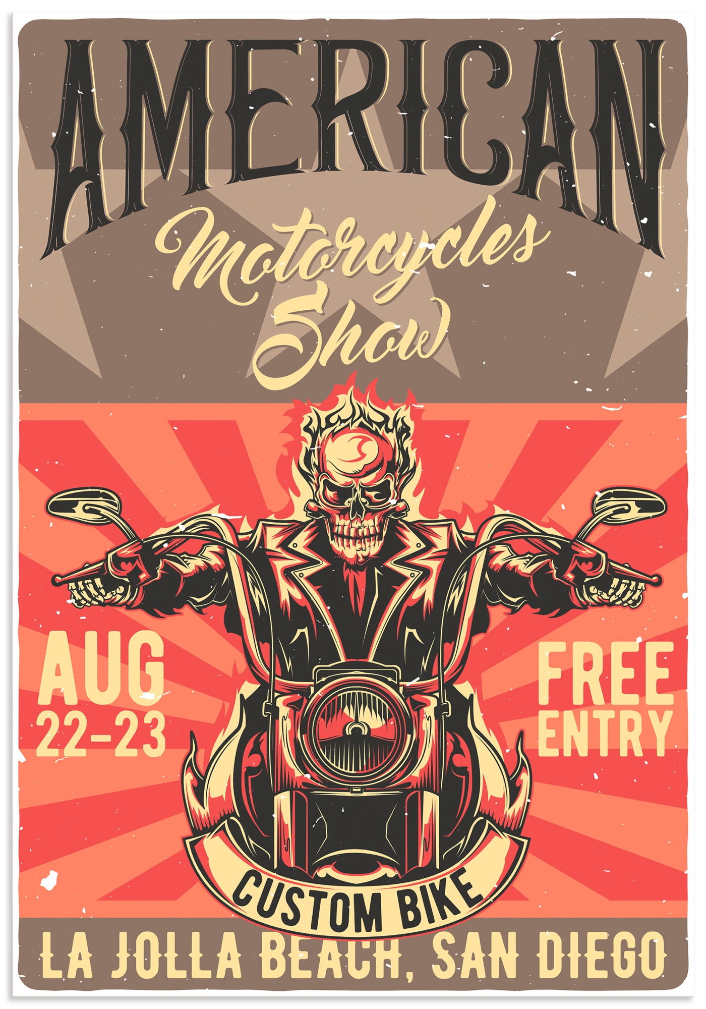 Artland Wandbild "Totenkopf Motorradfahrer San Diego" 1 Stk. tlg. als Alubild, Leinwandbild, Poster, Wandaufkleber in verschied. Größen