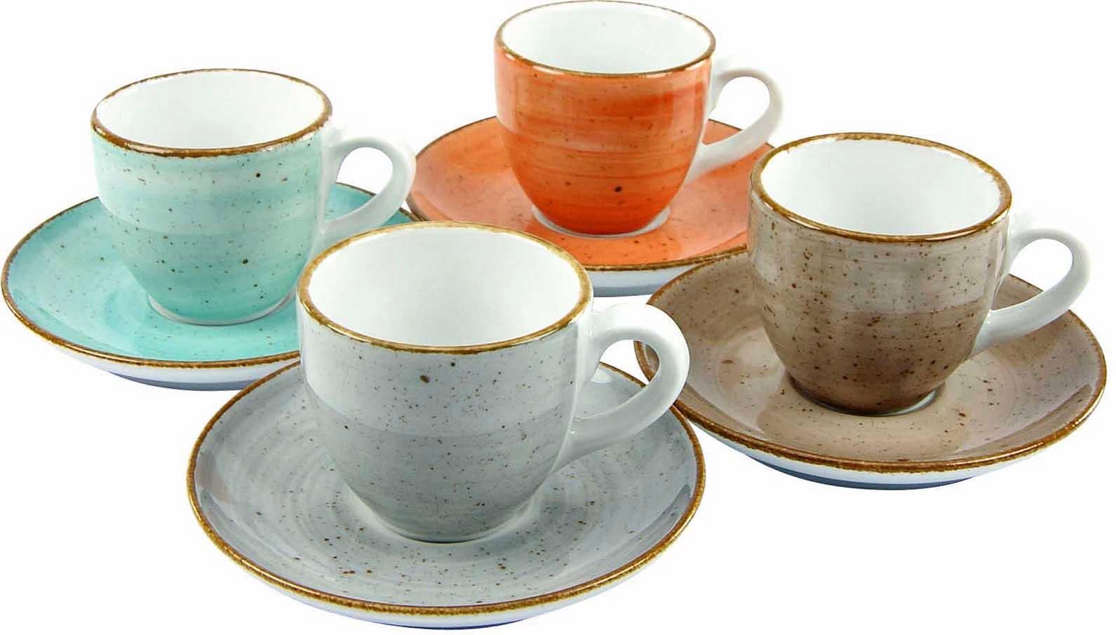CreaTable Espressotasse "Kaffeetasse VINTAGE NATURE" Tassen Set, 4 Tassen, günstig online kaufen