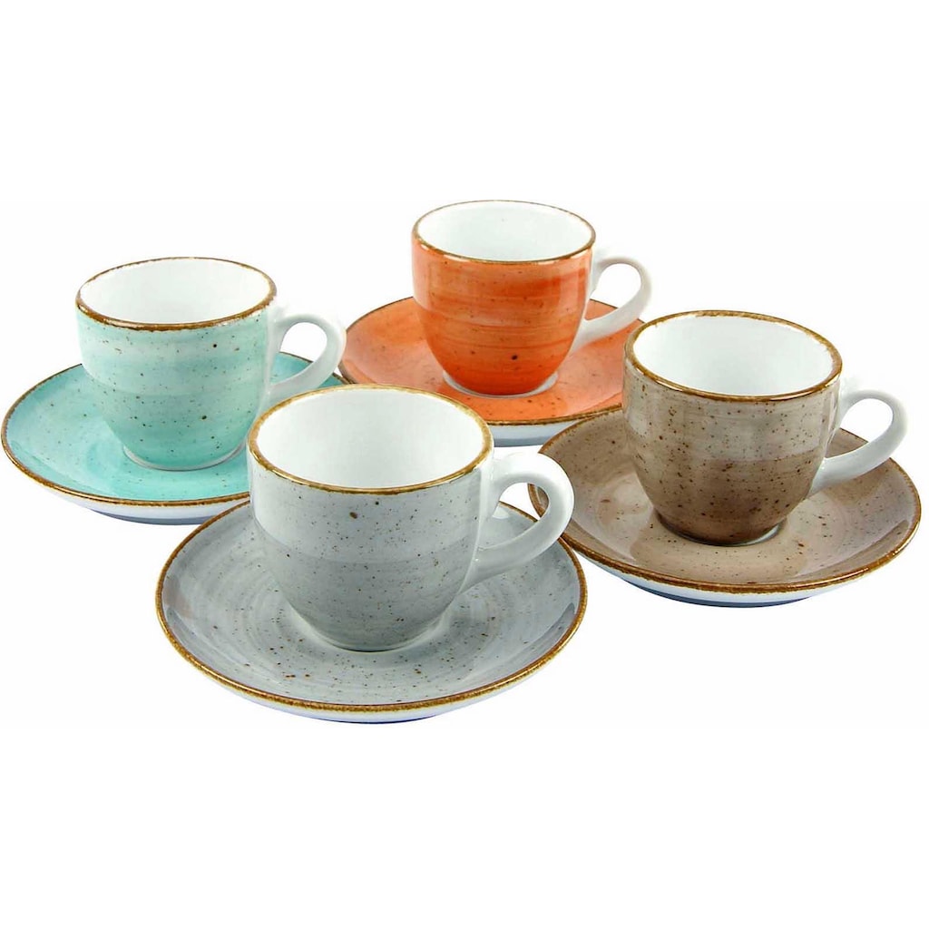 CreaTable Espressotasse »Kaffeetasse VINTAGE NATURE«, (Set, 8 tlg.)